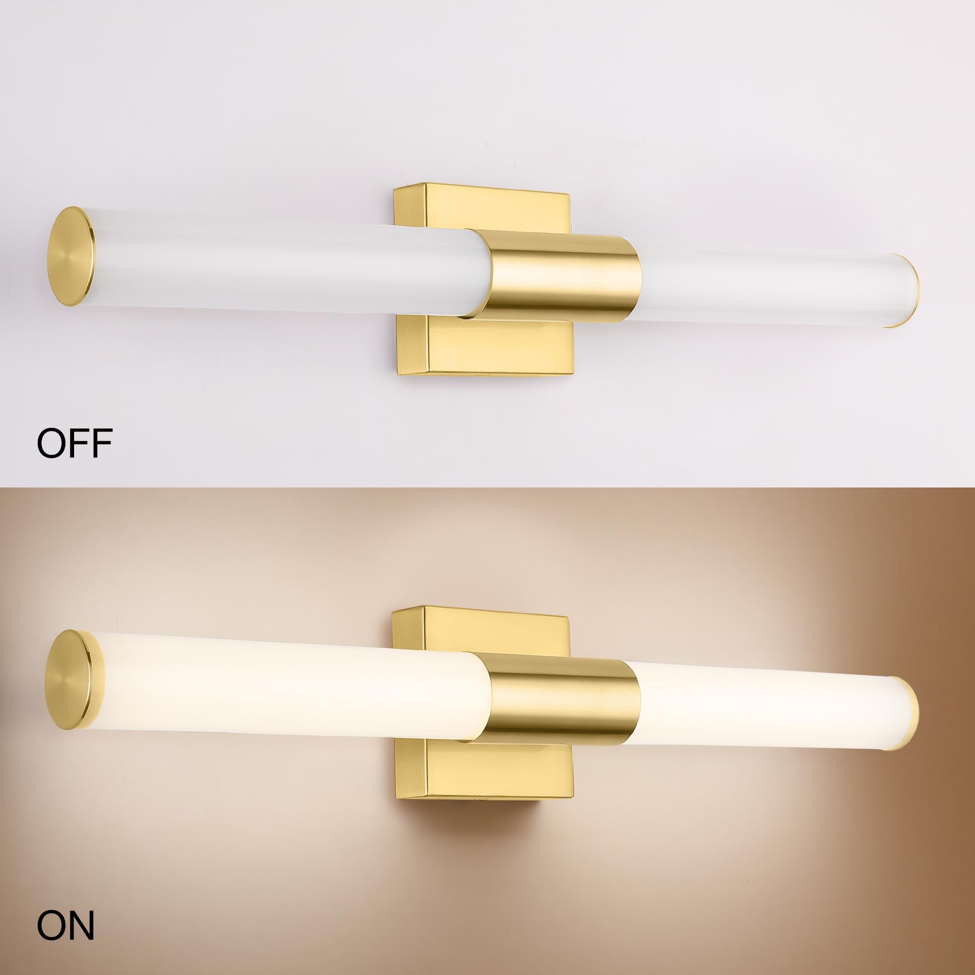 YHTlaeh LED Bathroom Vanity Light Fixture 24in Polished Chrome 4500K Gold Model 6110