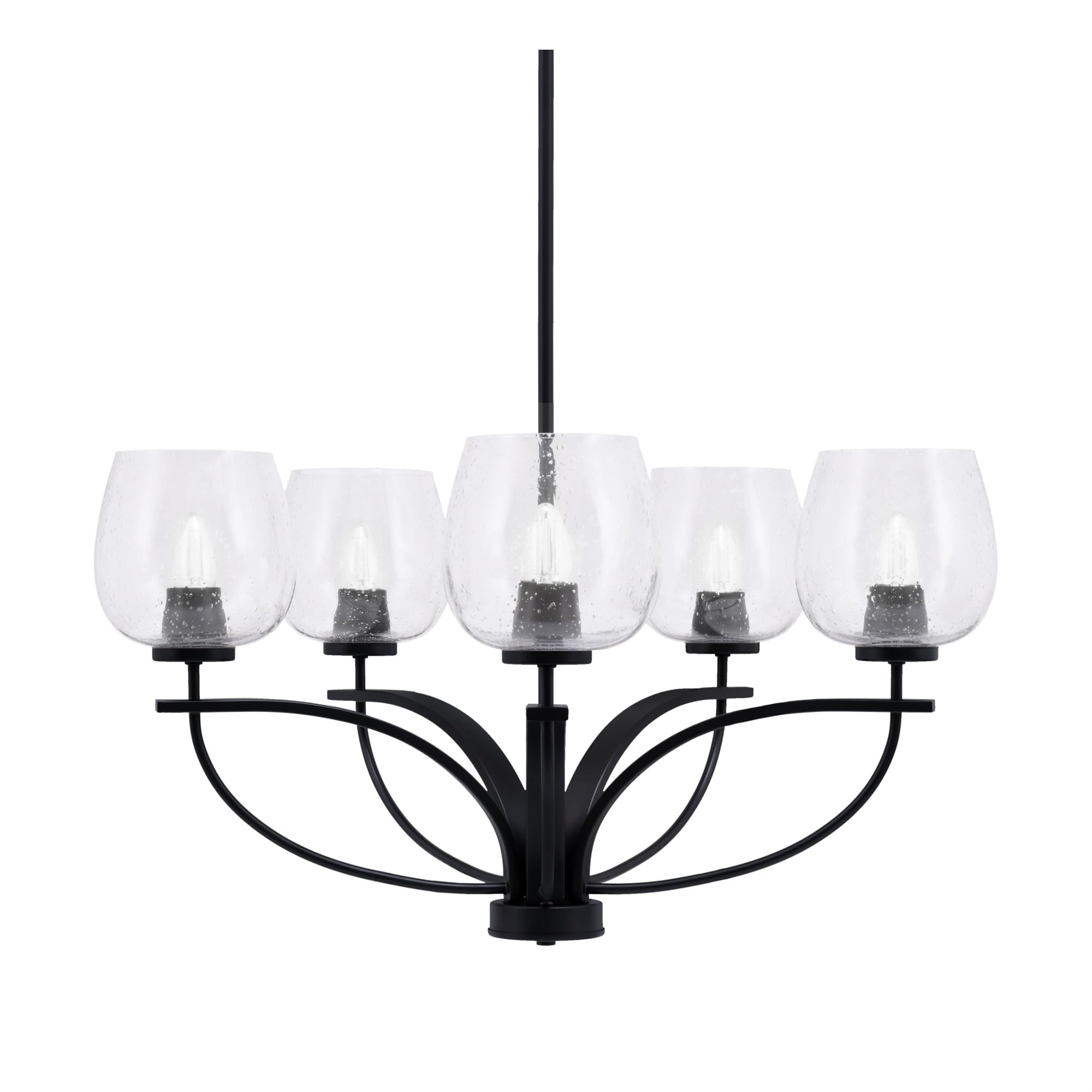 Toltec Lighting Cavella 5 Light Chandelier in Matte Black Finish with 6&quot; Clear Bubble Glass