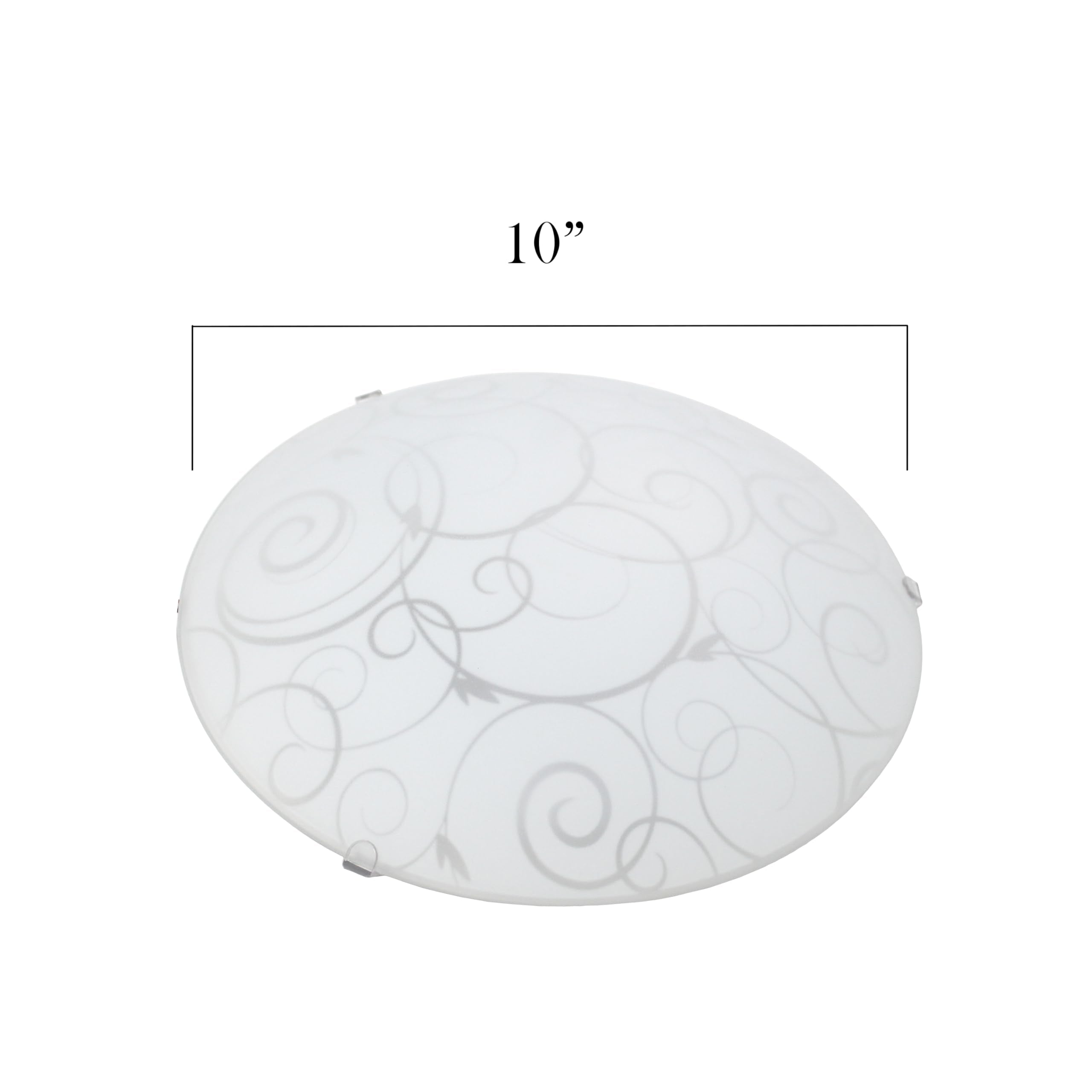 Simple Designs Fm3000-Wht Round Flushmount Ceiling Light, White Glass, 1 Count, Scroll Swirl Design