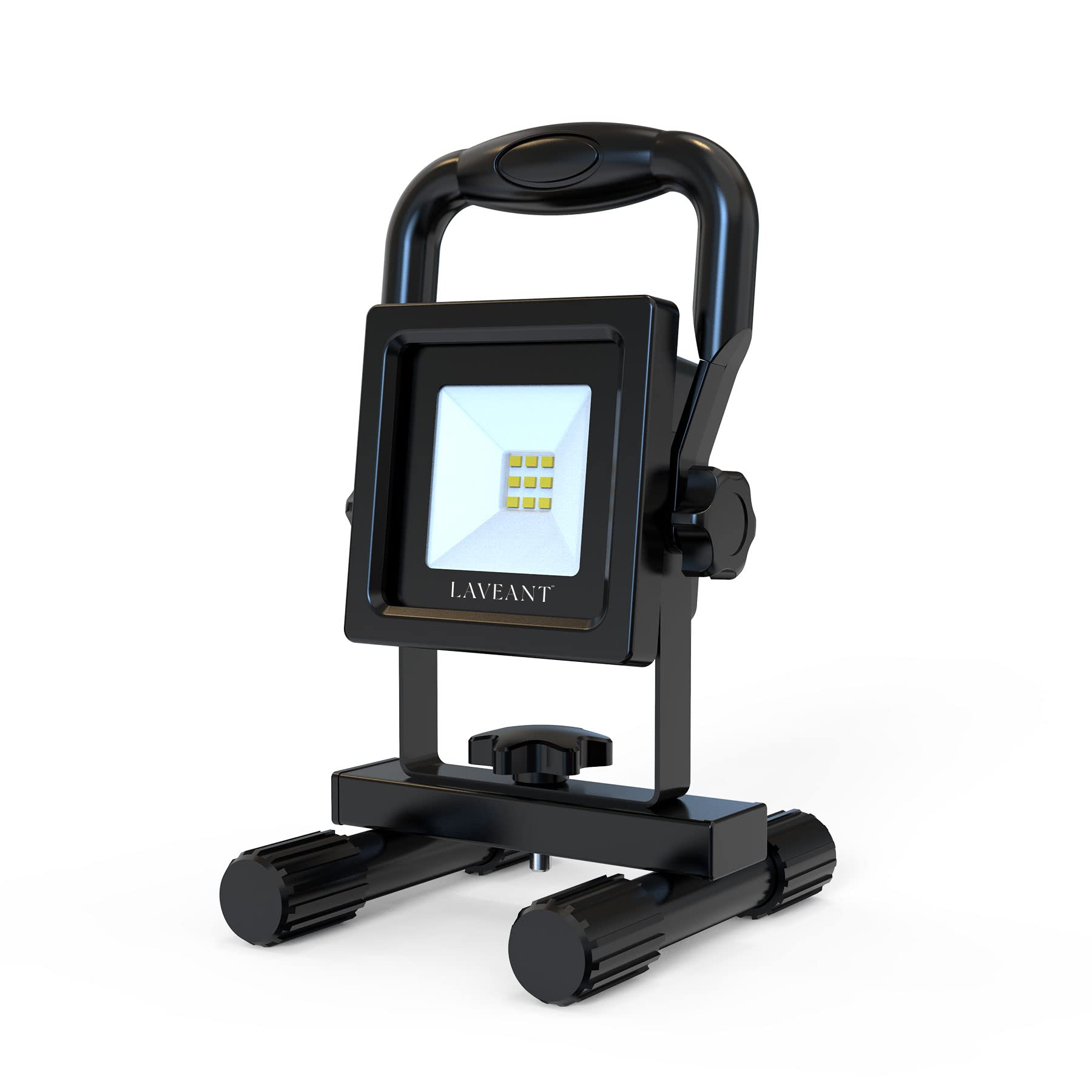 Laveant Rechargeable LED Work Light 10W 600 Lumens Waterproof with Stand, Model EL101, 10W Black