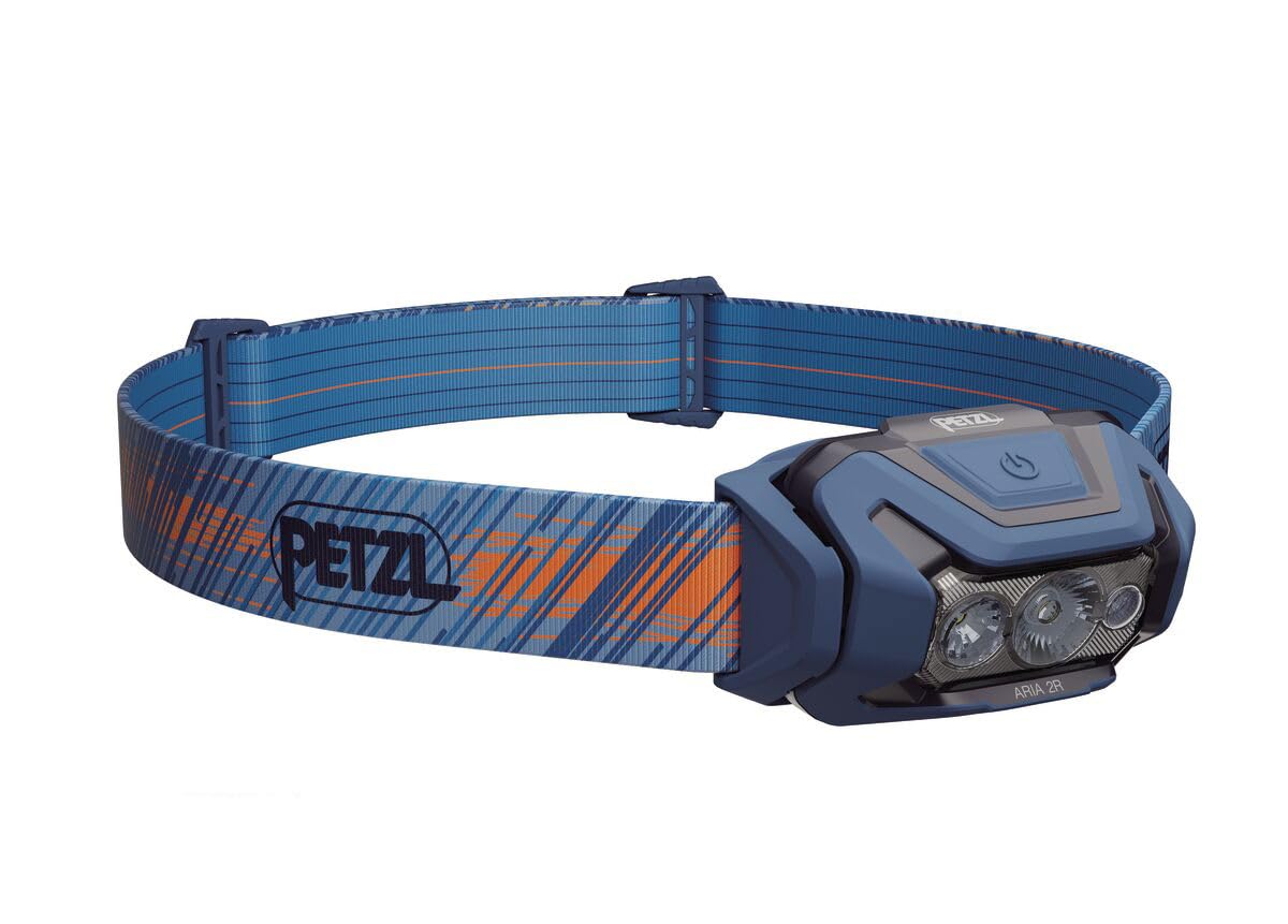 PETZL ARIA 2R RGB Headlamp - Lightweight & Rechargeable 625 Lumen Headlamp - Blue
