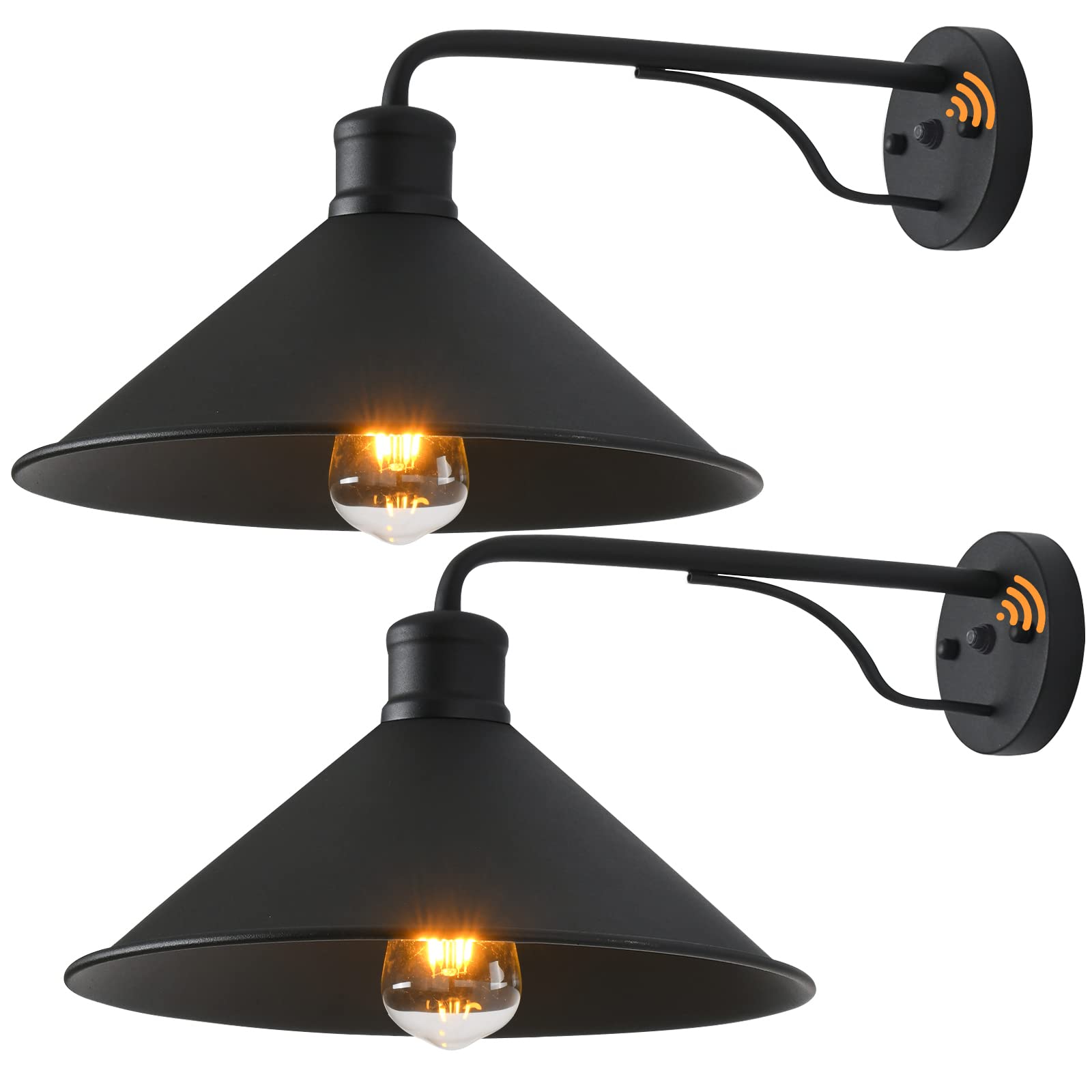 VICTOGATE Outdoor Light Fixture for Porch and House  12 Exterior Barn Light with Dusk to Dawn Black Classic Light Fixture for Farmhouse (Set of 2)