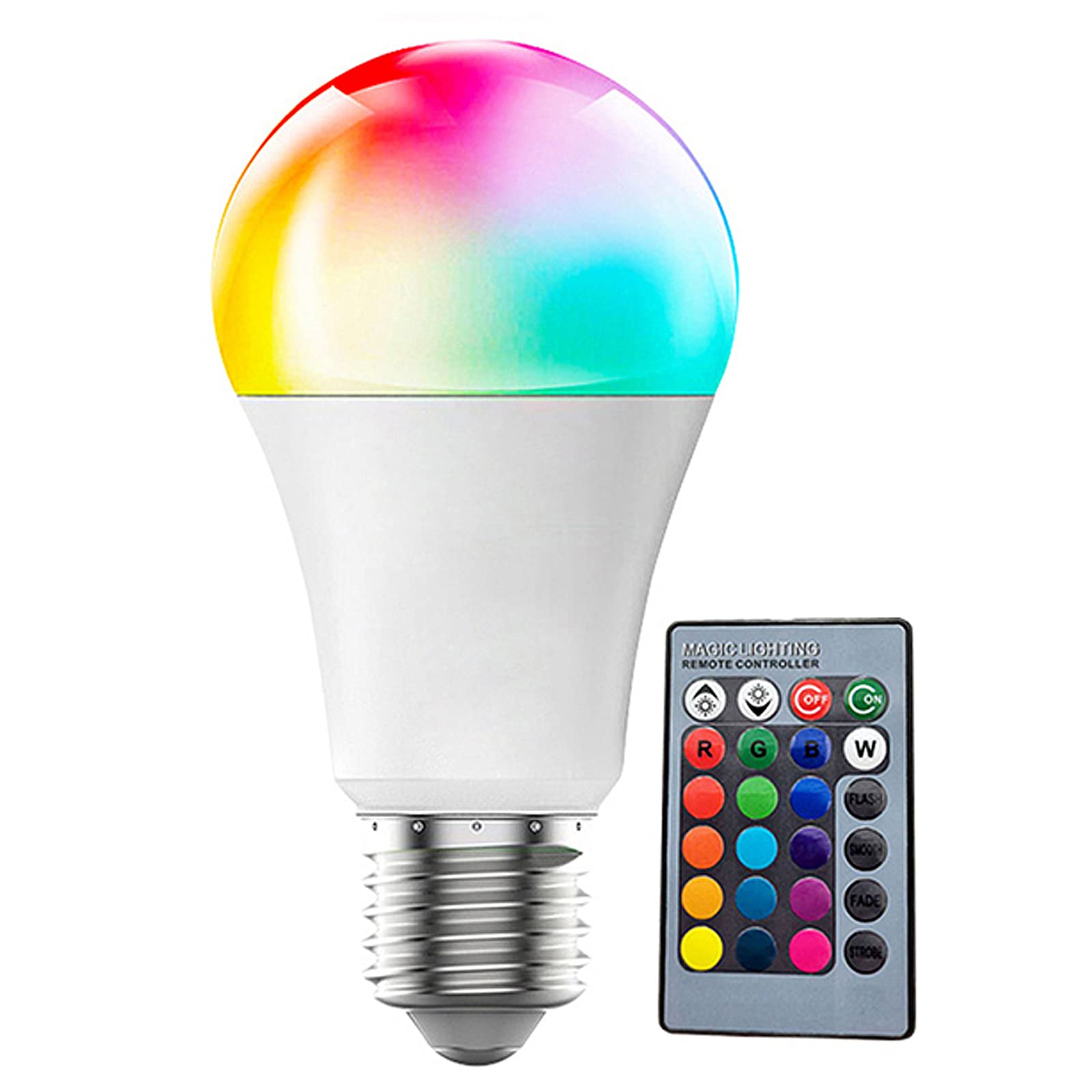 nailastro Color Changing Light Bulb with Remote,9W A19 E27 Cool White 6500K 450LM Dimmable Multicolor LED Light Bulb,Memory Func