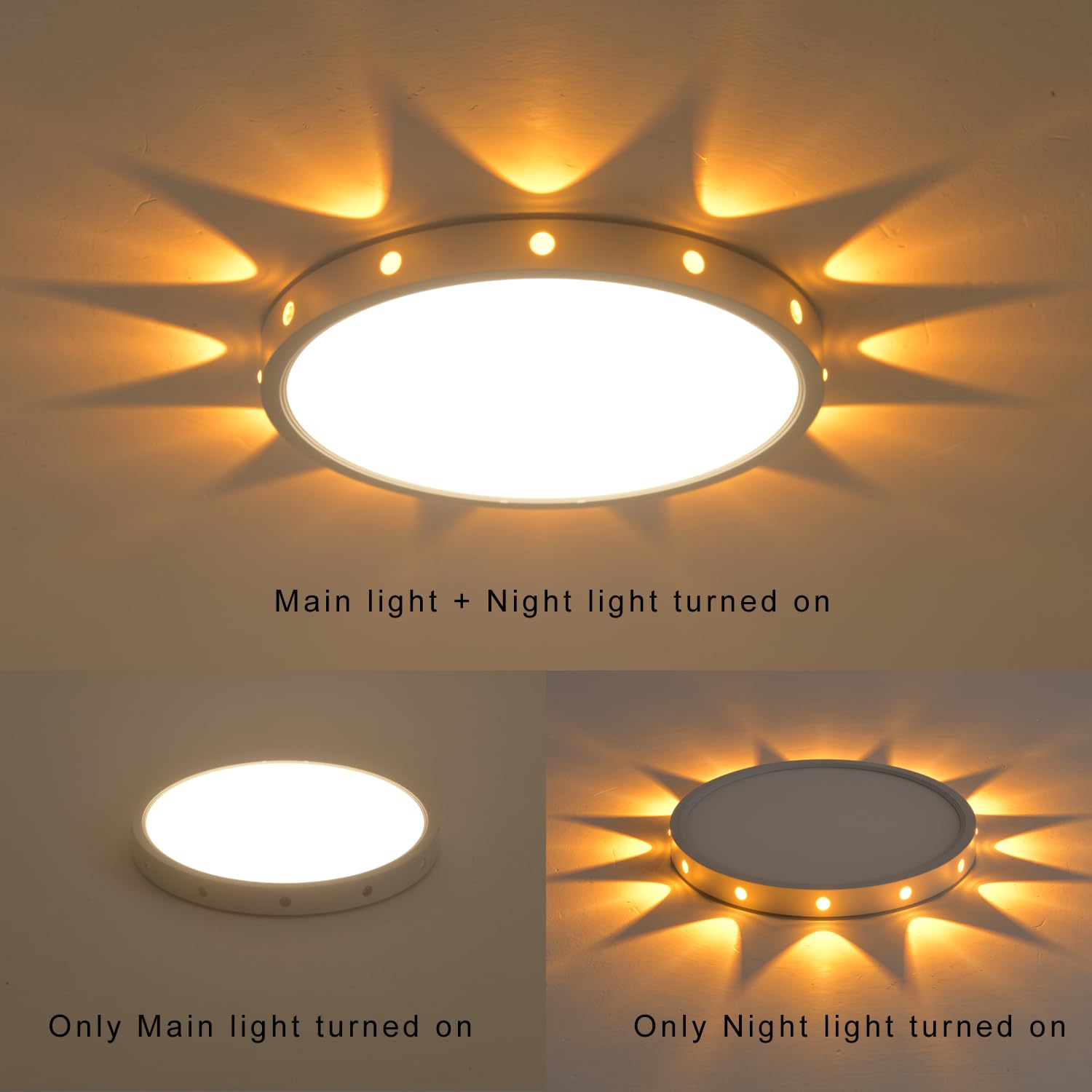 Anmaice Flush Mount LED Ceiling Light, 12-inch, Selectable 3000K/4000K/5000K, Modern White Fixture for Bedroom, Dining Room, Kitchen