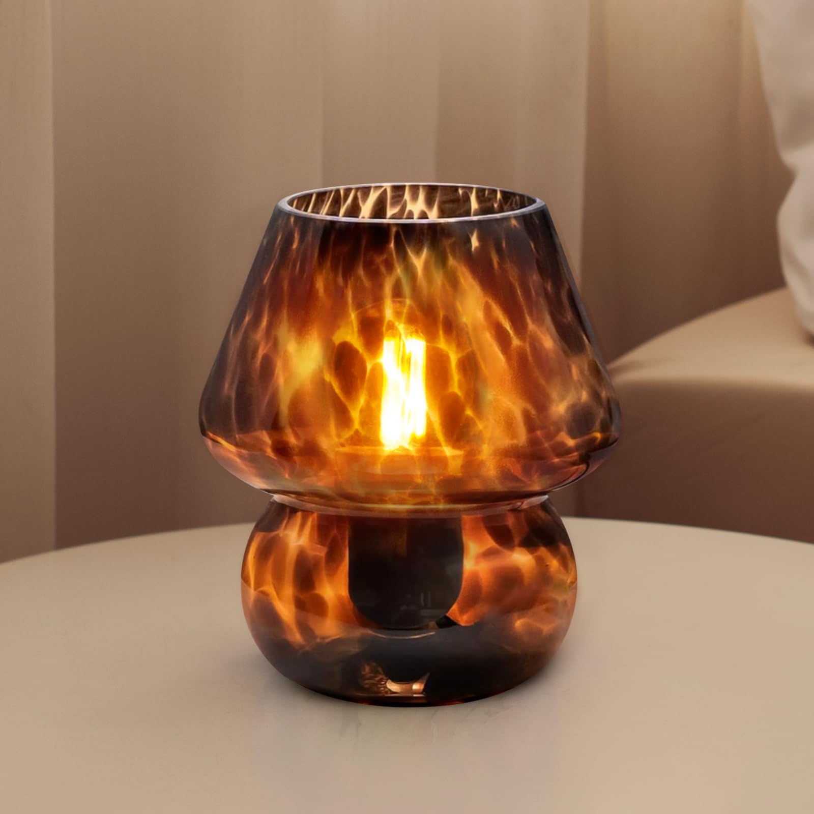 Dawnwake Mushroom Lamp Small Lamp Table Lamp for Bedroom  Desk Bedside Lamps for Living Room Mushroom Decor Cute Mini Modern Mid Century Lamps for Night Stands Aesthetic Home Living Room Decor(Black)