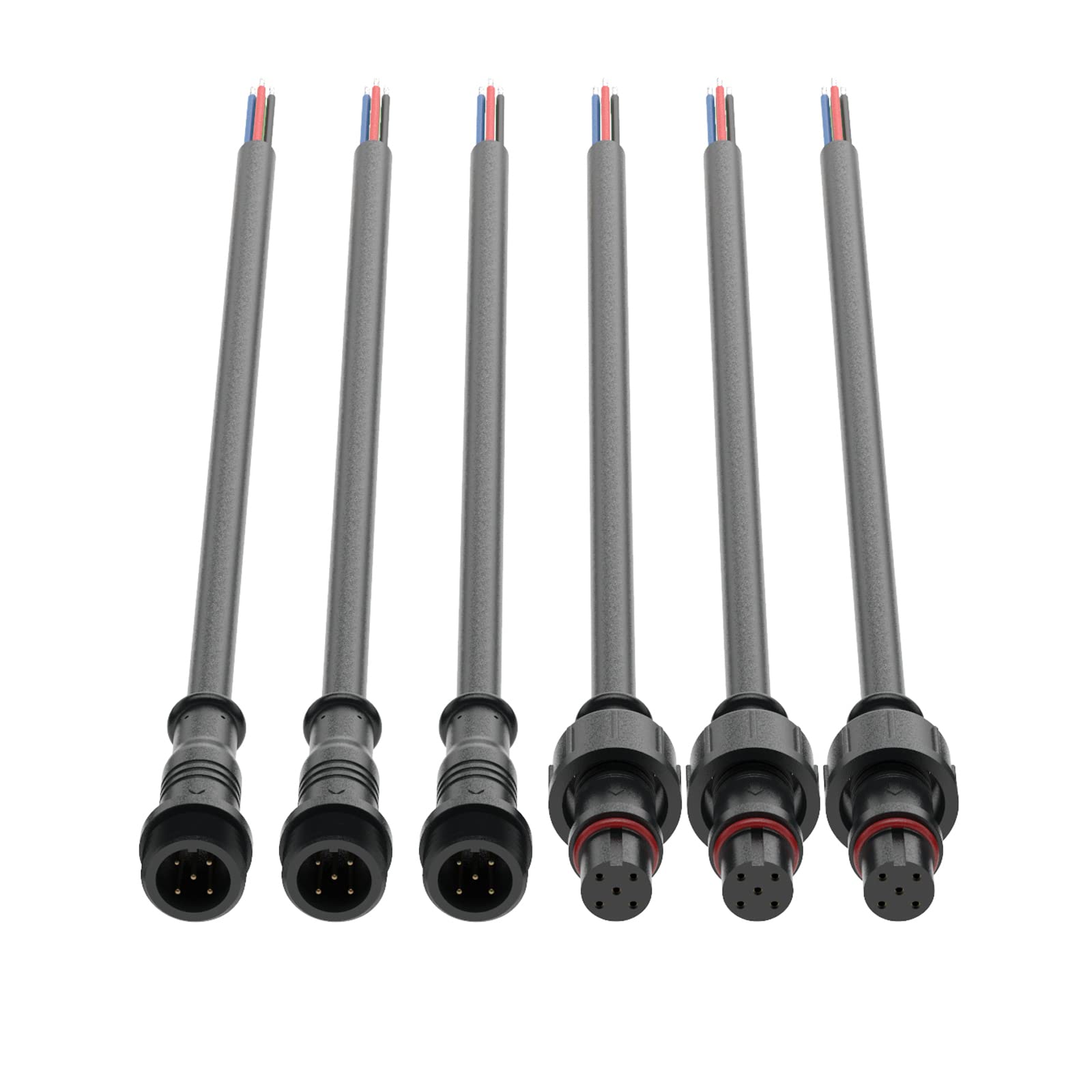 Hysmigor 5 Pin Electrical Connector 24AWG IP65 Male Female Connector 7.87in/20cm Extension Cable for Car,Truck,Boat,Indoor/Outdo