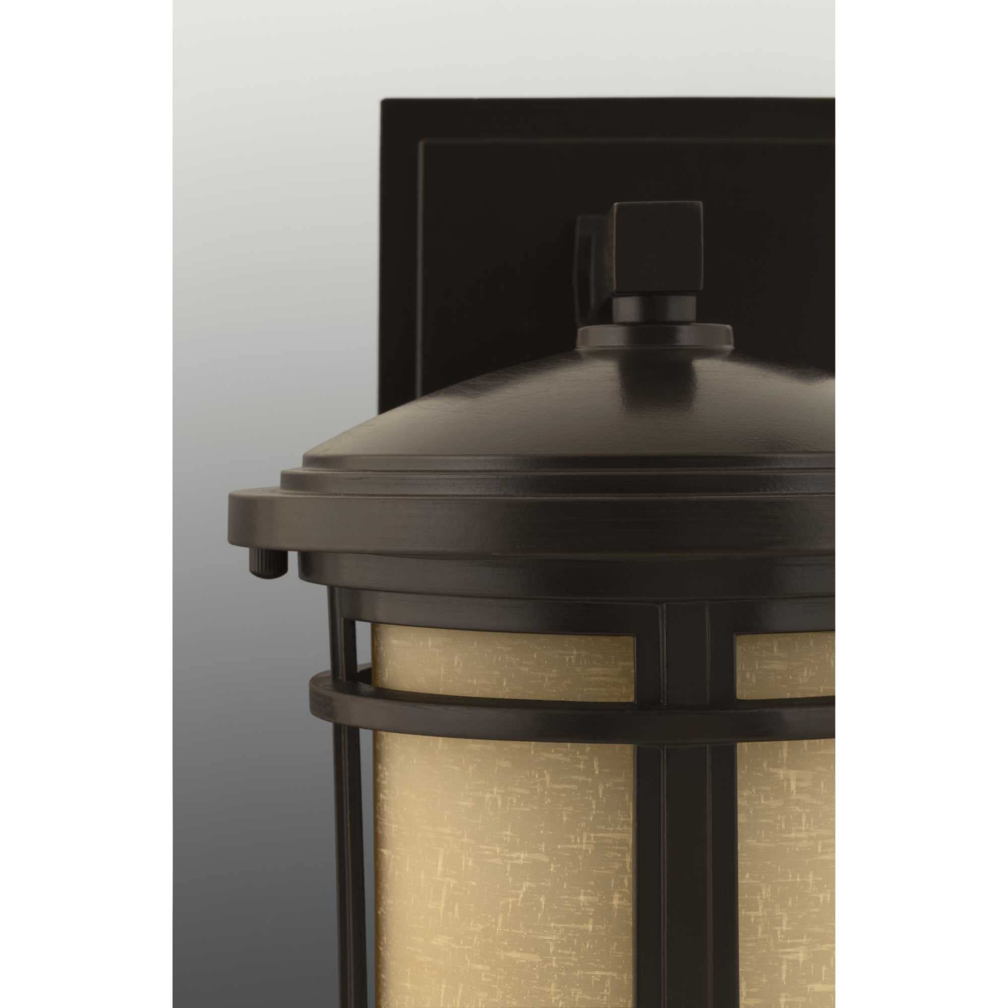 Progress Lighting 1-Light Outdoor Wall Lantern, Etched White Linen Glass, Textured Black, Model P6085-31, Aluminum Construction