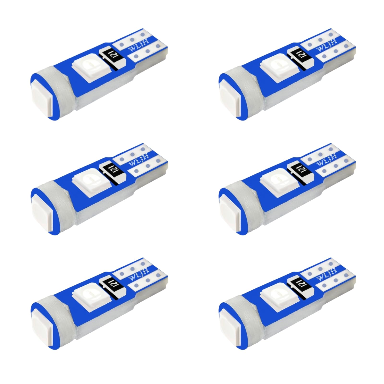 Wljh 6Pcs T5 Wedge Instrument Panel 74 2721 3030Smd Canbus Error Free Led Instrument Speedo Gauge Cluster Light Bulb,Blue