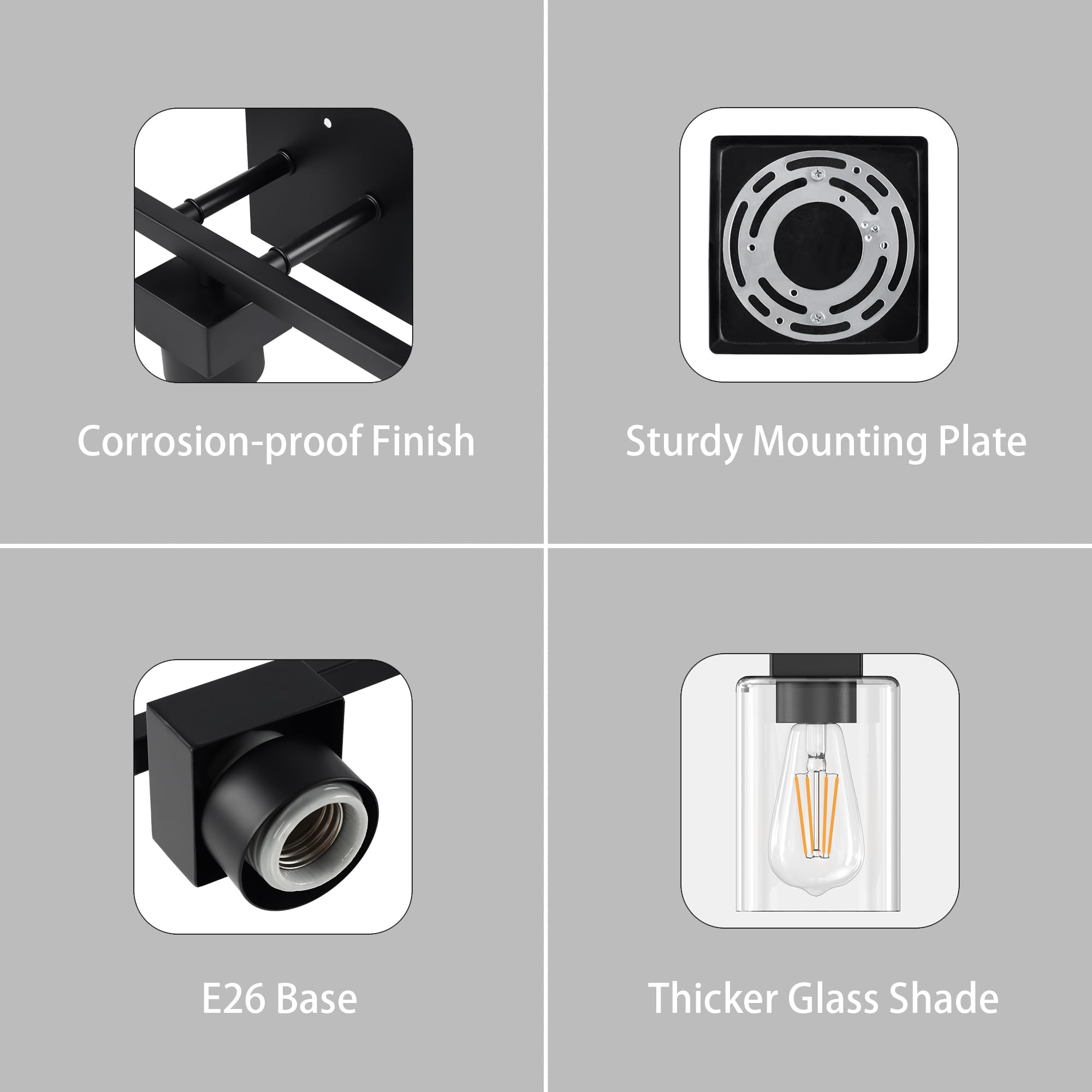 Espird Chrome Bathroom Vanity Light - 3 Light Bathroom Light Fixture Square Design & Ul Certification, Bath Room Lighting Fixtur