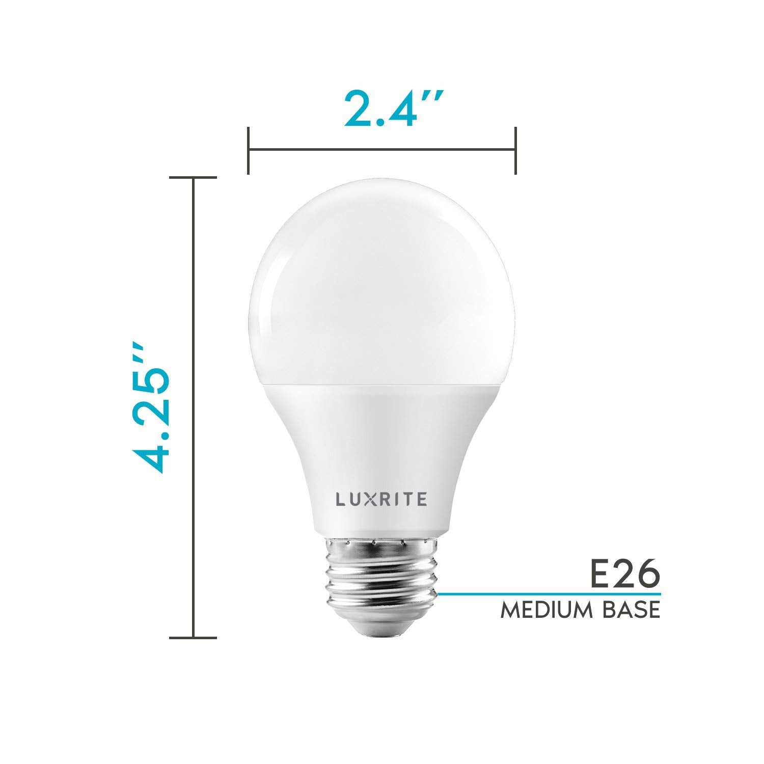 LUXRITE A19 LED Bulb 75W Equivalent 1100 Lumens Dimmable 11W 4 Pack 2700K Warm White E26 Base Indoor/Outdoor