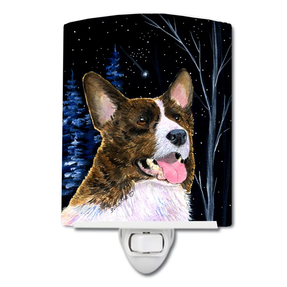 Carolines Treasures Ceramic Night Light, Starry Night Corgi, UL-Certified, 6x4x3, Multicolor, Model SS8387CNL