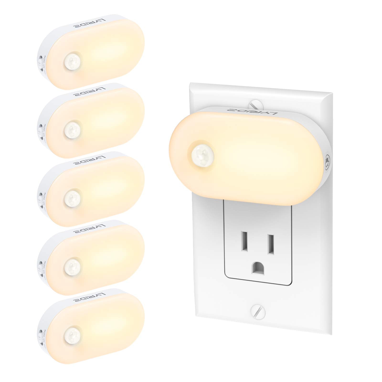 Lyridz Motion Sensor Night Light, Superior Bright 1-120LM Plug-in Nightlight Mini Smart Warm White LED Light with Stepless Adjus