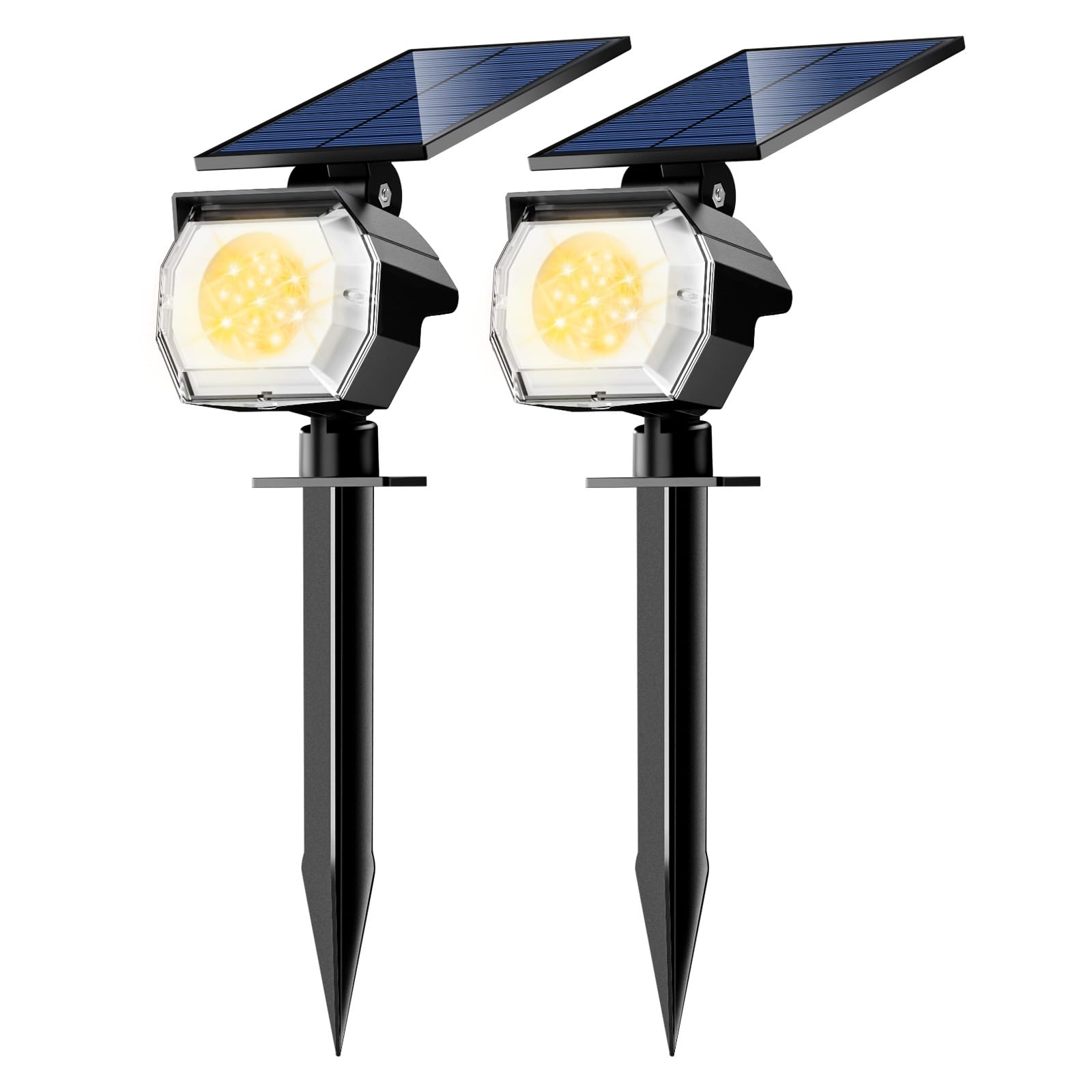 btfarm 2 Pack Solar Spot Lights Outdoor Waterproof IP65, 52 LED Landscape Lights 3 Lighting Modes, Spotlights Outdoor for Outsid