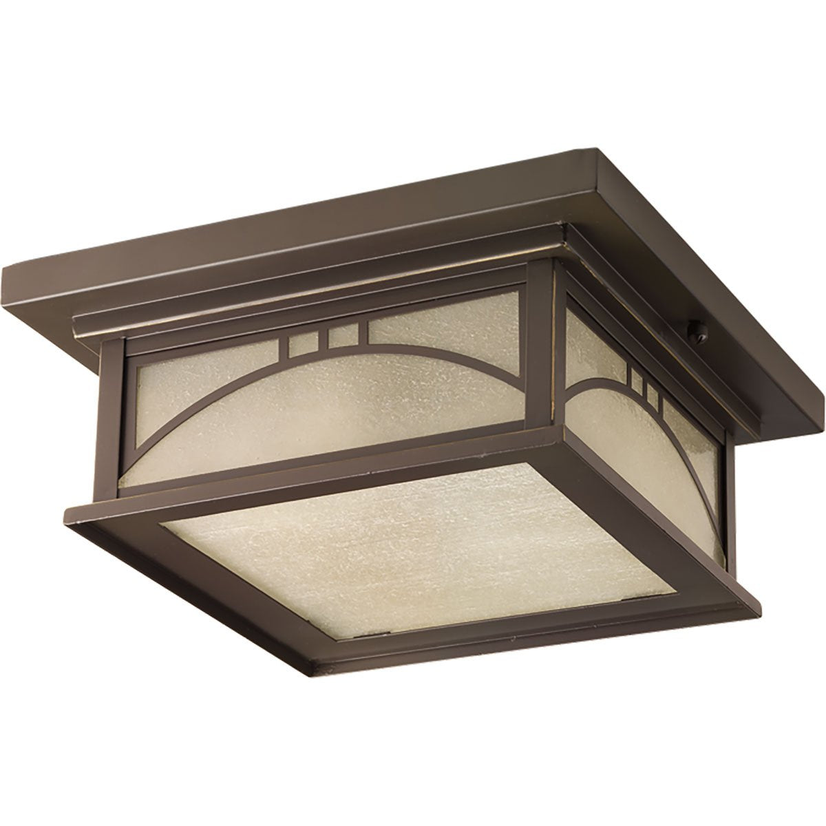 Progress Lighting 2-Light Outdoor Ceiling Light Antique Bronze 12in Brown Art Glass P6055-20