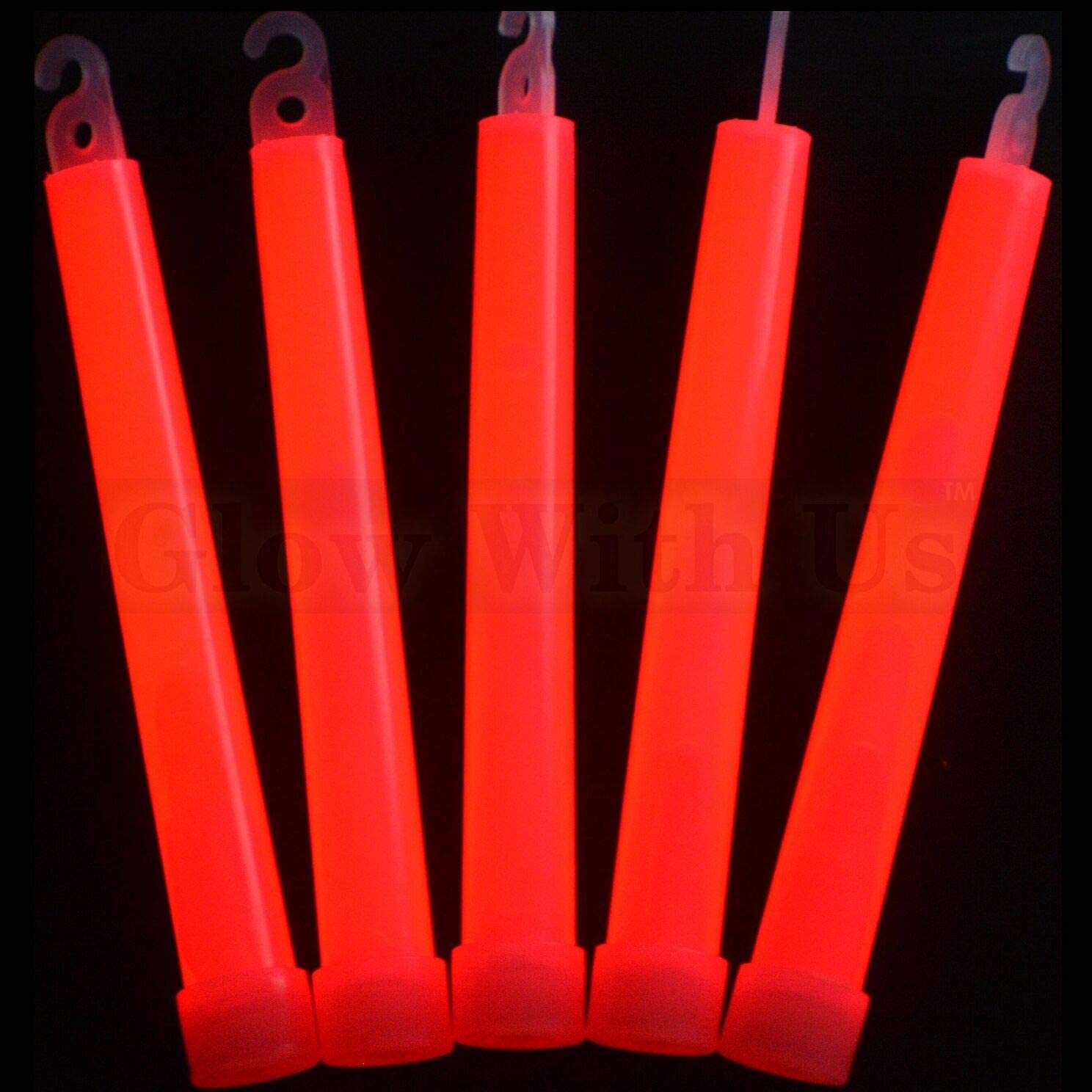 Glow With Us Glow Sticks Bulk, 1200 Industrial Grade Red Light Sticks, 6”, 12-14 Hours Glow Time, 3-Year Shelf Life