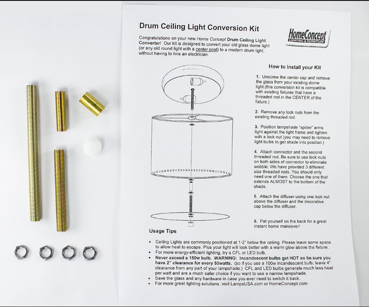 Moderne Flush Mount Conversion Kit 16''W White Linen Drum Lampshade