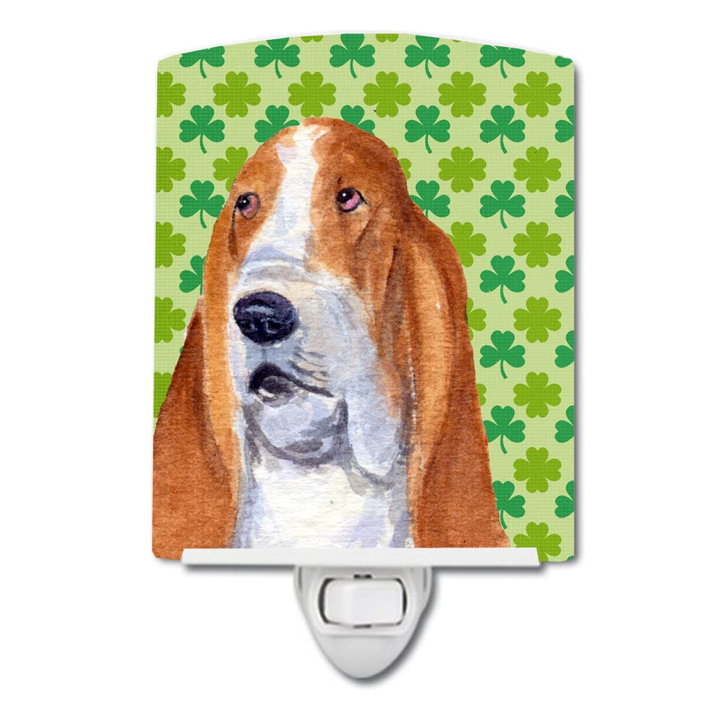 Carolines Treasures Ceramic Night Light, Basset Hound St. Patricks Day, 6x4x3 inches, Multicolor, Model SS4459CNL