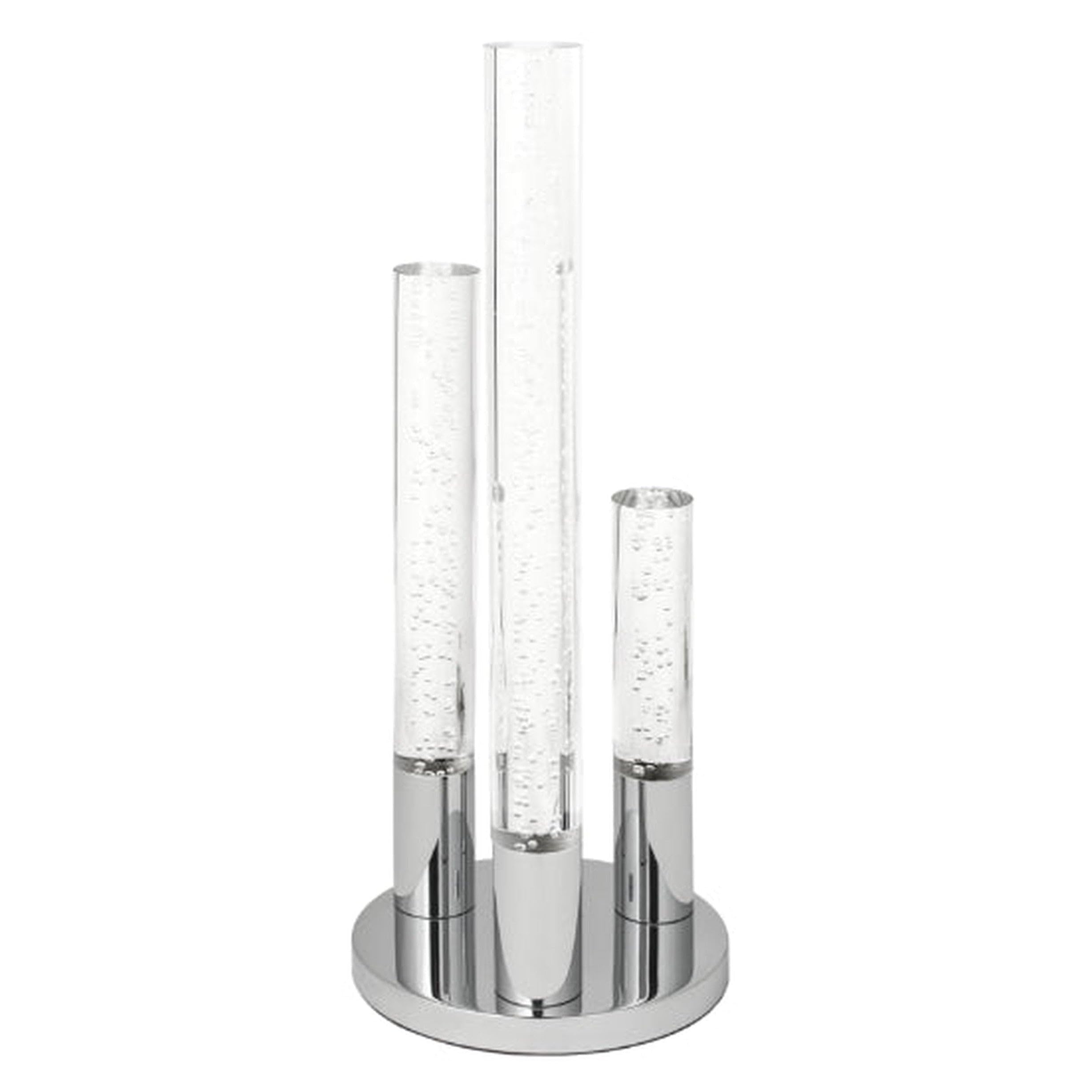 Finesse Decor Cylinders 3 LED Light Chrome Table Lamp