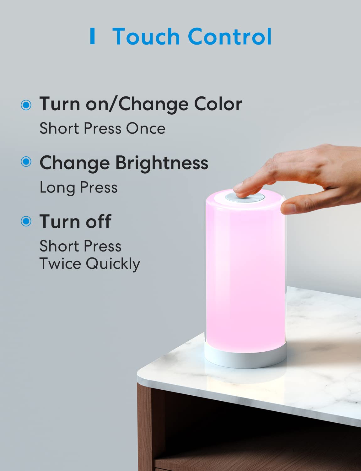 meross Smart WiFi Table Lamp - Tunable White & Multicolor, Touch & Voice Control, Large Size, MSL430HK