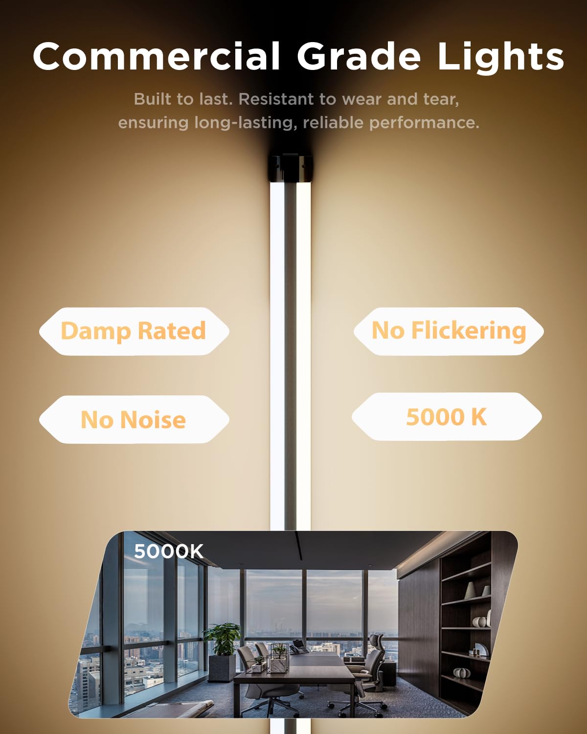 Sunco Linkable Led Utility Shop Light, 4500 Lm, 5000K Daylight, 4Ft, 48 Inch Integrated Fixture For Garage, 40W Equivalent 150W,