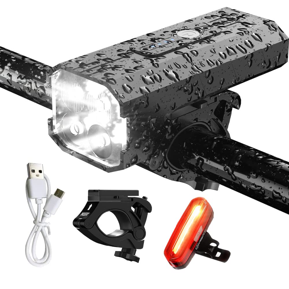 Rechargeable Bicycle Light, Waterproof Bicycle Light, Mountain Bike Light, Battery Life up to 12 Hours, Suitable for Bicycles, C