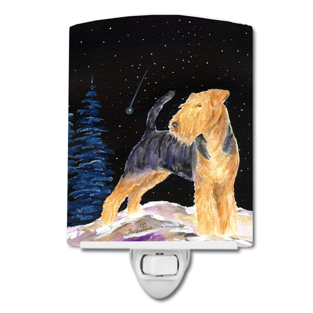 Carolines Treasures Ceramic Night Light, Starry Night Welsh Terrier, UL-Certified, 6x4x3in
