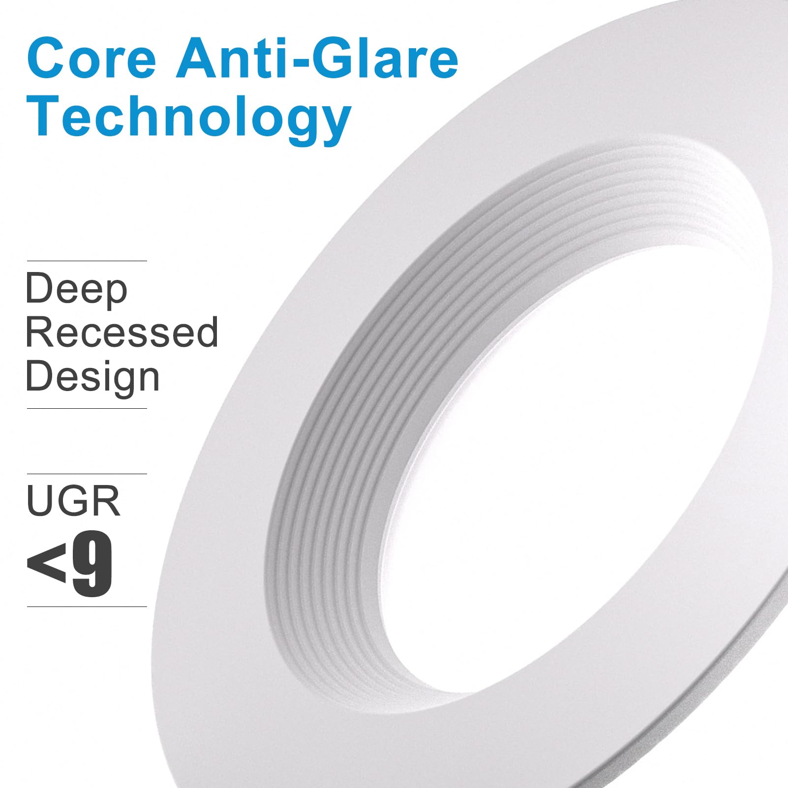 Lightdot 6 Inch Recessed Lighting 24 Pack White  12W Dimmable Led Downlight 3Cct Selectable (3000K/4000K/5000K)  Anti-Glare Slim Canless Ceiling Light