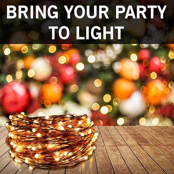 Lexton Solar String Lights |10 Meters 100 LED with 800mAh Inbuilt Rechargeable Battery| IP65 Waterproof 8 Modes Copper Wire for