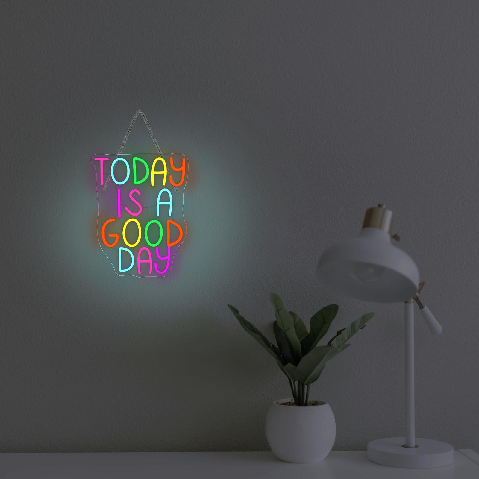 Looklight LED Neon Sign - "Good Day" Wall Decor for Home, Cafe, Bar - 11.42 x 14.57 inches - Acrylic Lighting Decoration