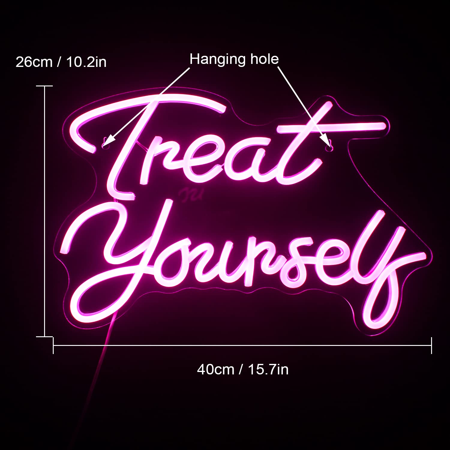Wanxing Neon Sign - LED Wall Decor Light, USB Powered, Pink, Model WX-NS-pink treat yourself