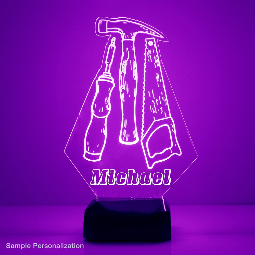 Custom Handyman'S Construction Tools Led Sign Night Light Lamp With Remote, Light Up Display With Personalized Name Or Image, Cu