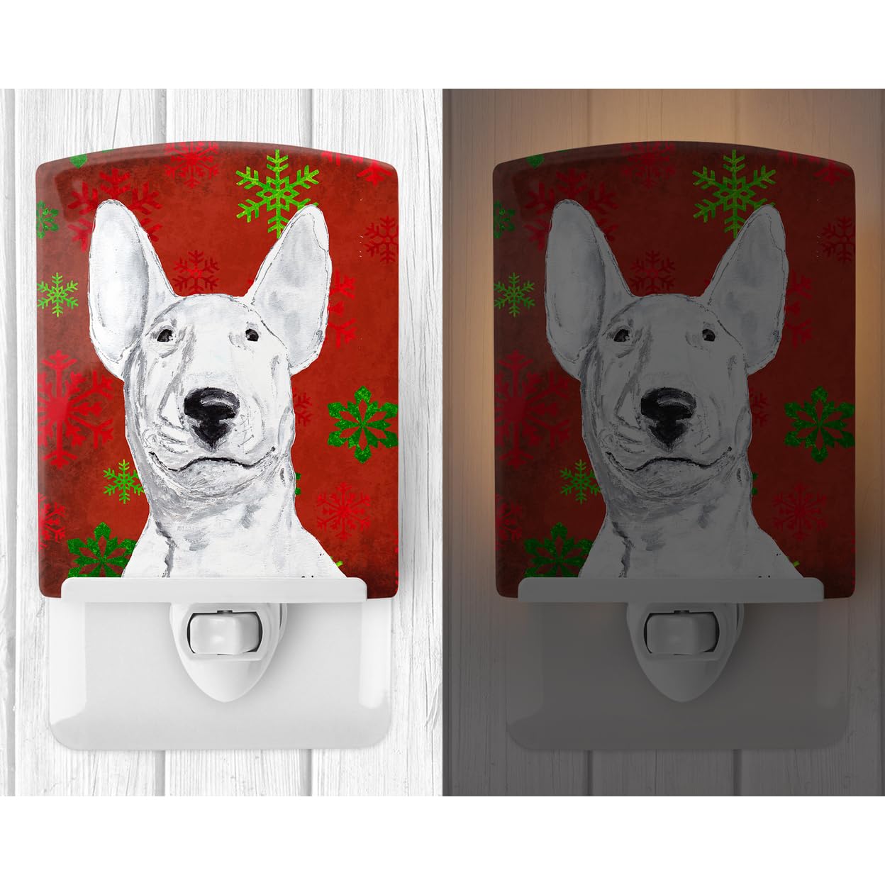 Carolines Treasures Ceramic Night Light, Bull Terrier Design, UL-Certified, 6x4x3in, Multicolor, Model SC9590CNL