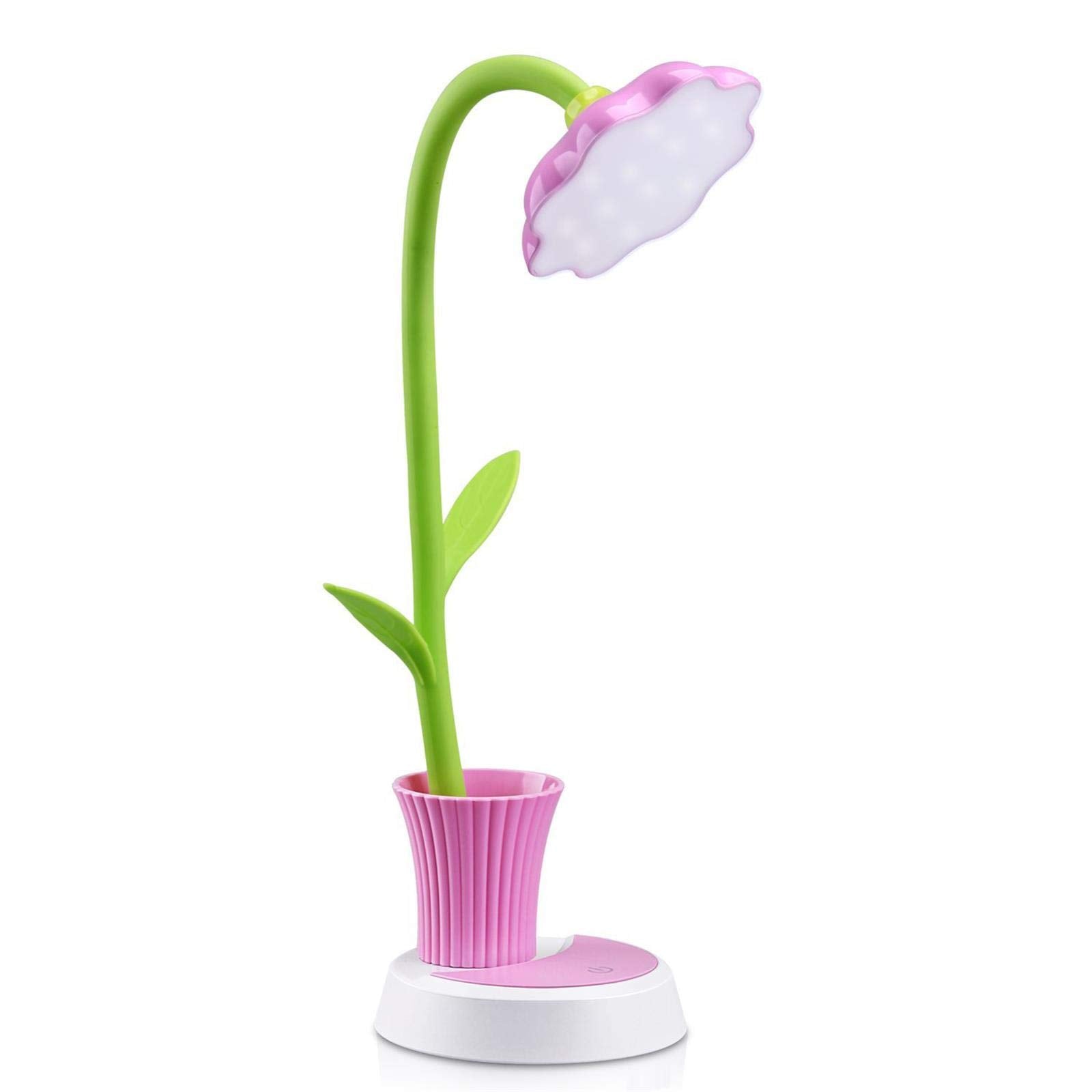 Uniwit Sunflower LED Desk Lamp for Kids, Adjustable Brightness, Pink, Model ZLJ25-PK, Eye Protection, Folding Design