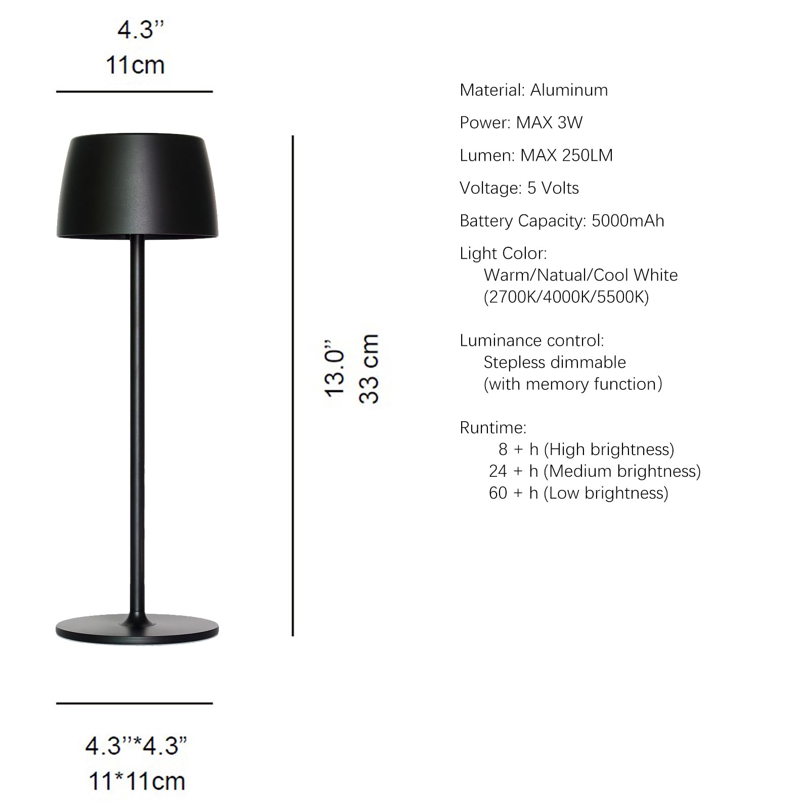 Enjeda 2-Pack Cordless Rechargeable Led Table Lamp - Waterproof Battery-Powered Portable Indoor/Outdoor Lighting For Patio, Rest