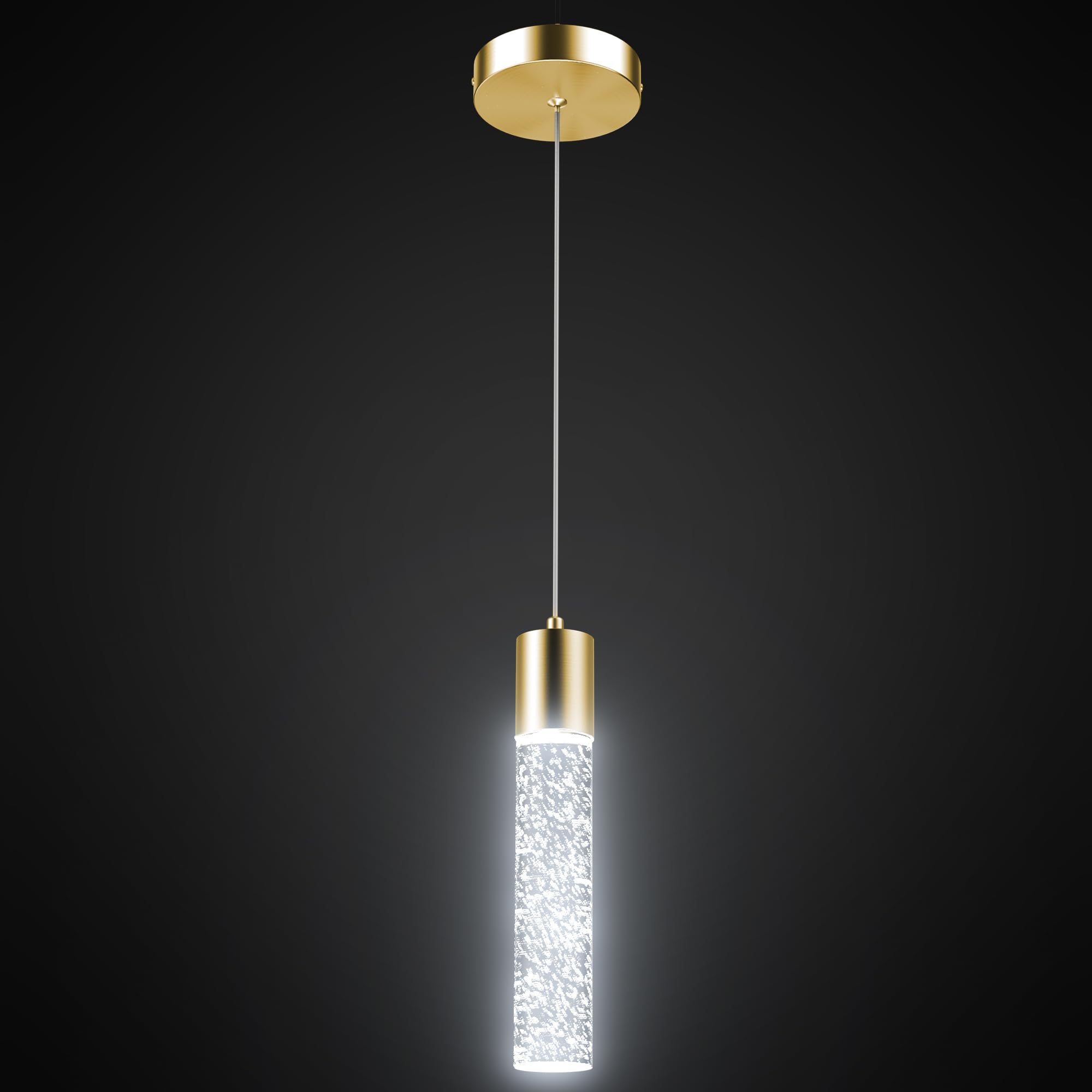 Esfos Pendant Lights Kitchen Island, 6500K Modern Kitchen Island Lights Ceiling Lighting Fixtures with Crystal Bubble, Integrate
