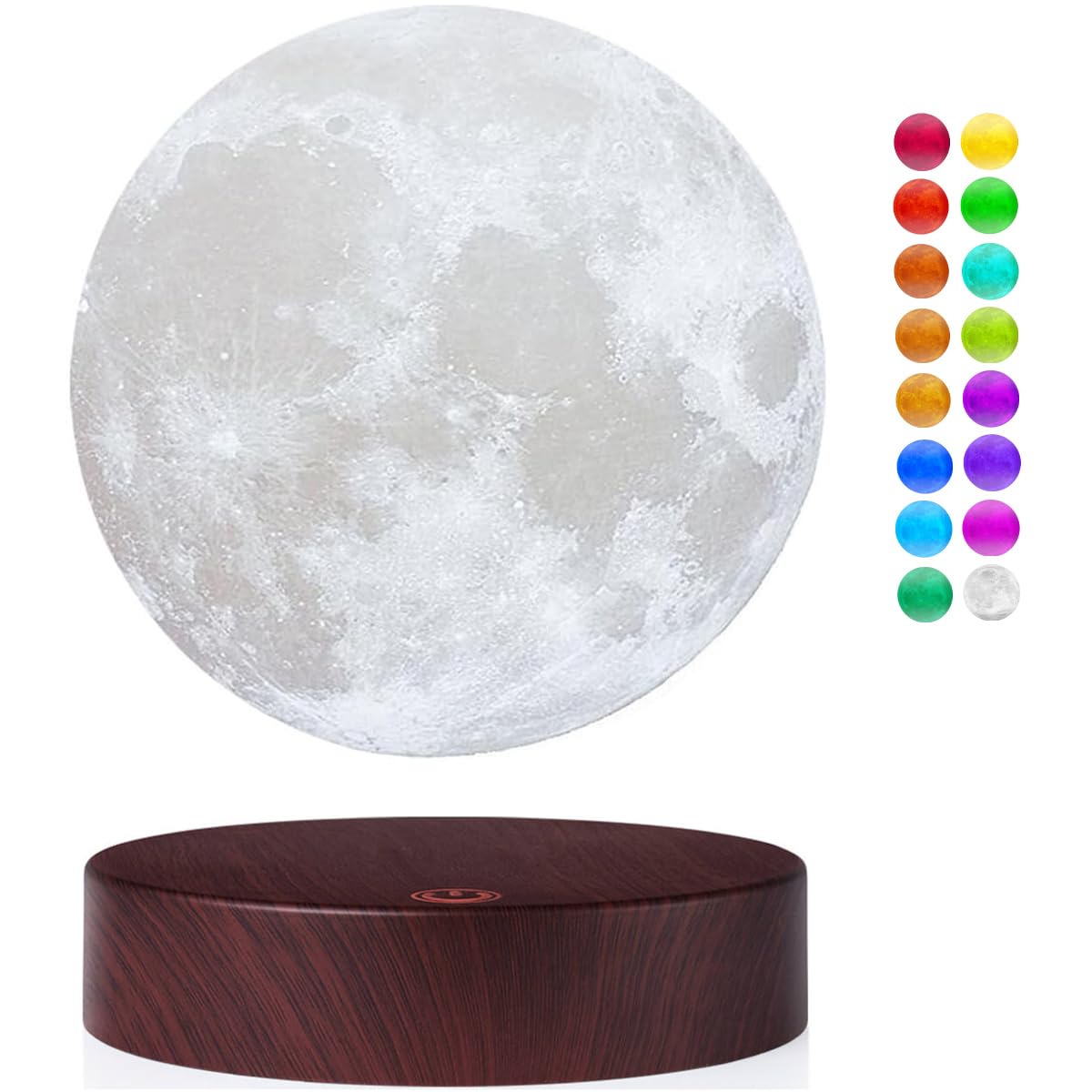 Vgazer Levitating Moon Lamp - 3D Printed, 16 Color Modes, Remote Control, Unique Gifts For Christmas, Room Decor, Office Desk