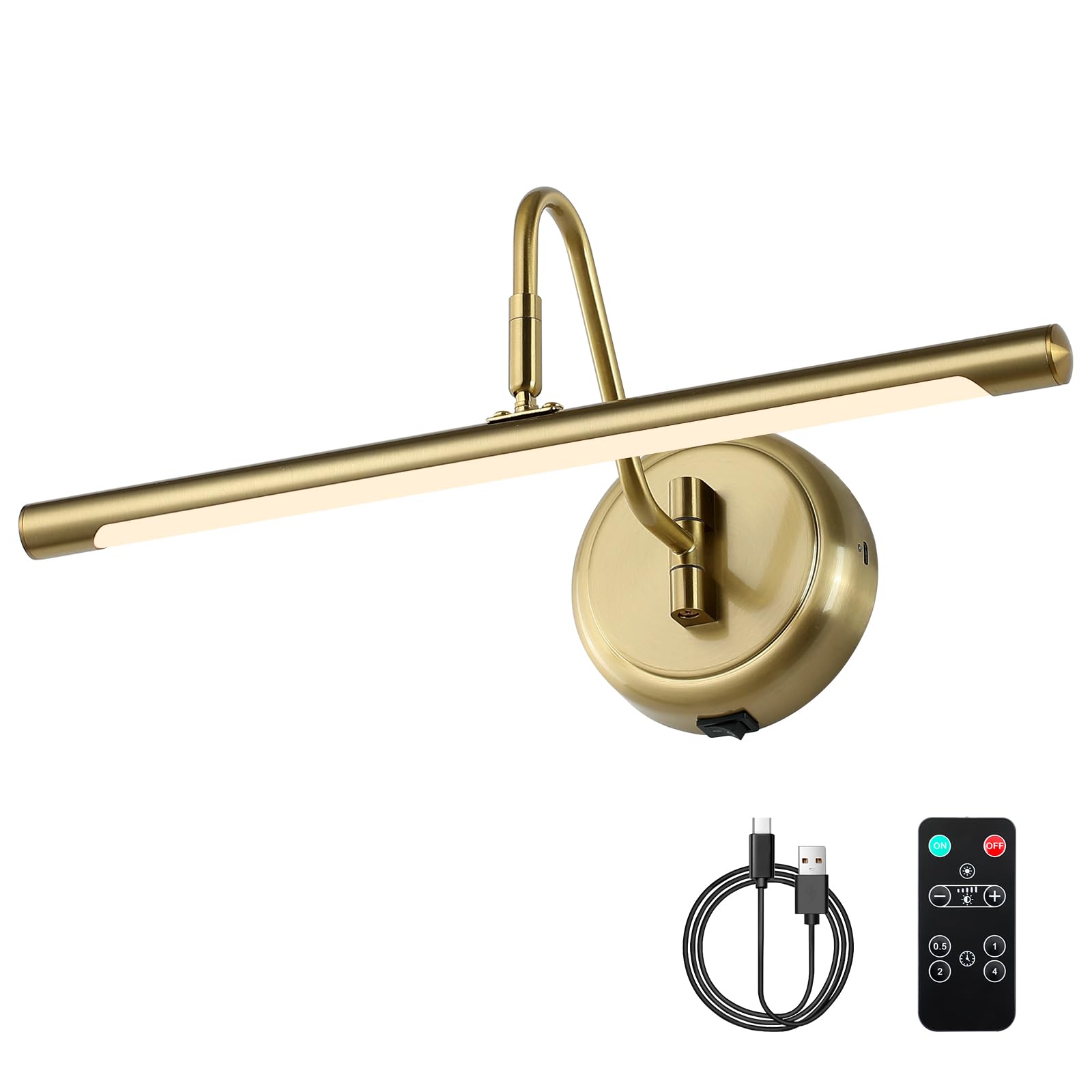 Joosenlux Battery Operated Gold Wall Lights - Dimmable 16.5&quot; Wireless Picture Light For Kitchen