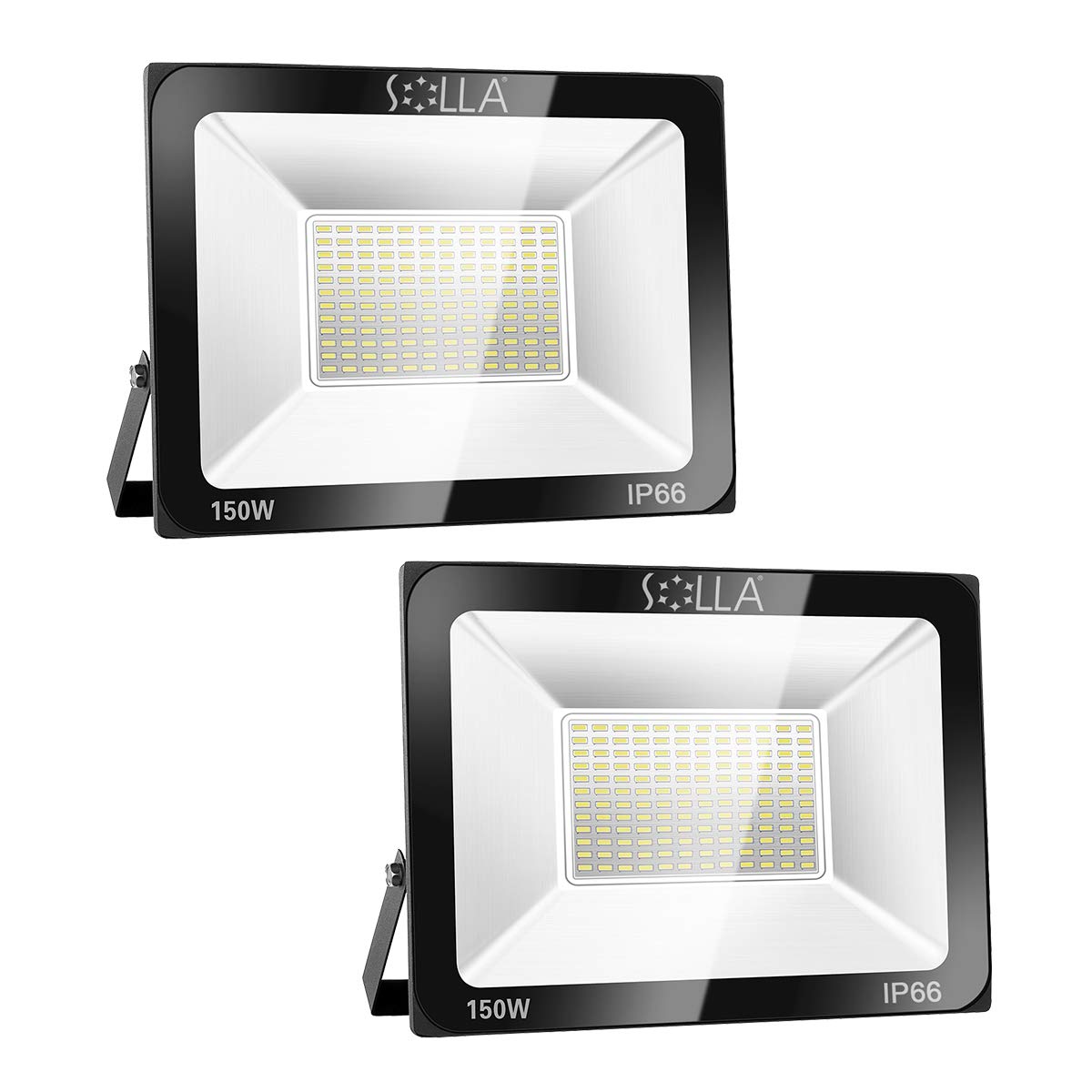 SOLLA 2 Pack 150W LED Flood Light, IP66 Waterproof, 12000lm, 6000K Daylight White, Model HT-002