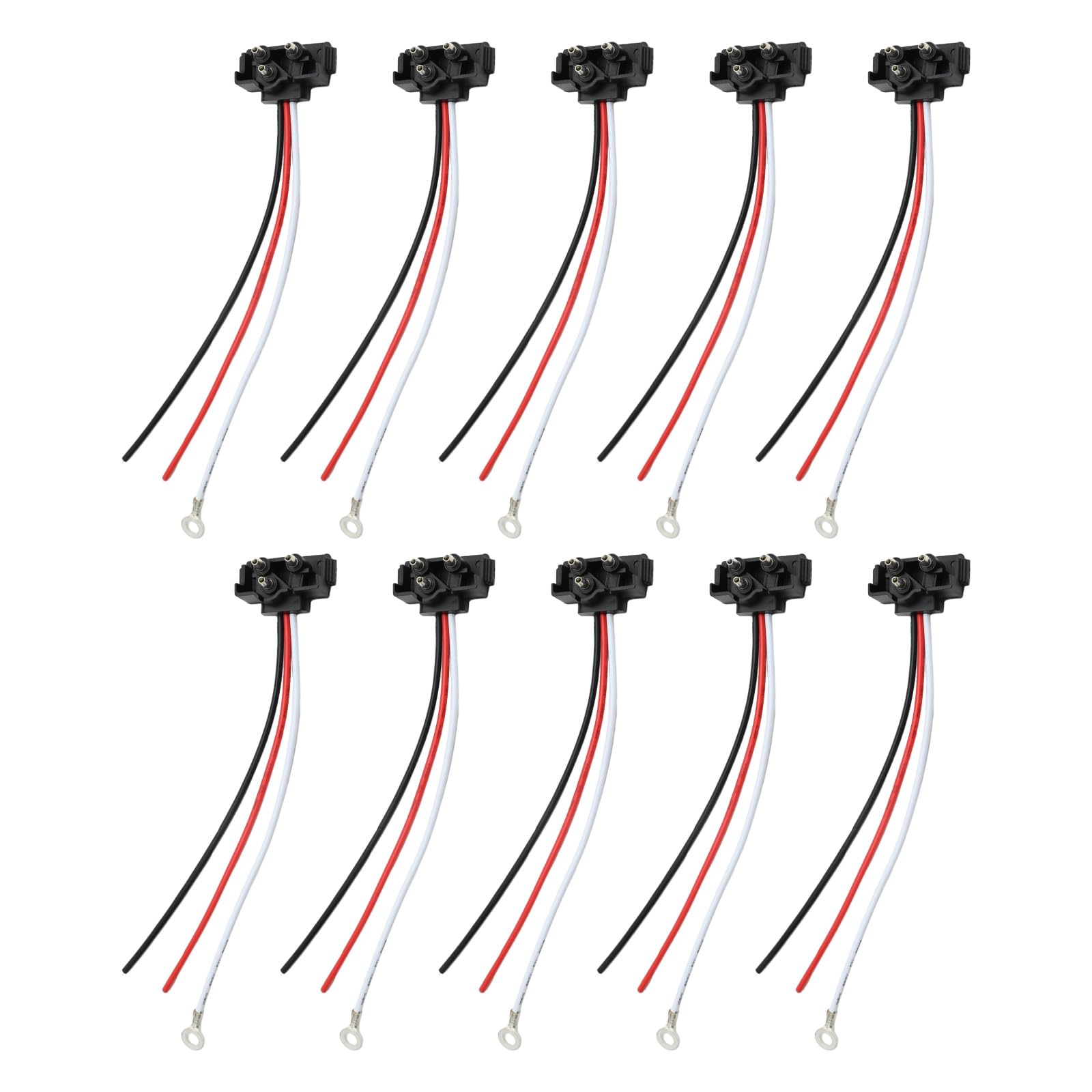 Newnessai 10 Pcs 3 Wires Trailer Light Connector, 3-Pin Pigtail Harness Plug For Trucks' Stop Turn Tail Light Backup Light For 4