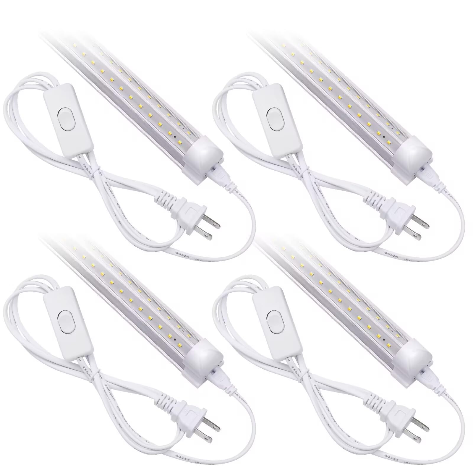 JOMITOP 2FT T8 LED Garage Shop Light Fixture,3-Color 3000K 4000K 6000K Linkable 20W Ceiling and Utility Light for Under Cabinet 