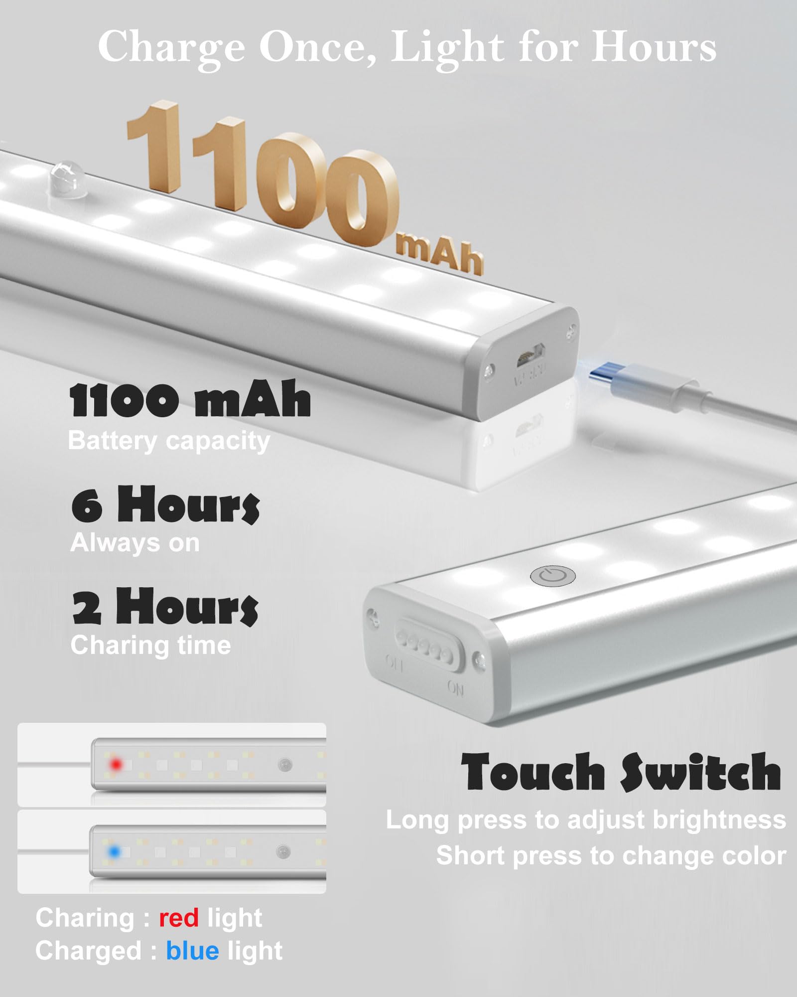 SZOKLED Under Cabinet Lights, Wireless 48LED, Dimmable RGB 15 Color, Remote Control, Aluminum, Model RD10-4, 4 Pack
