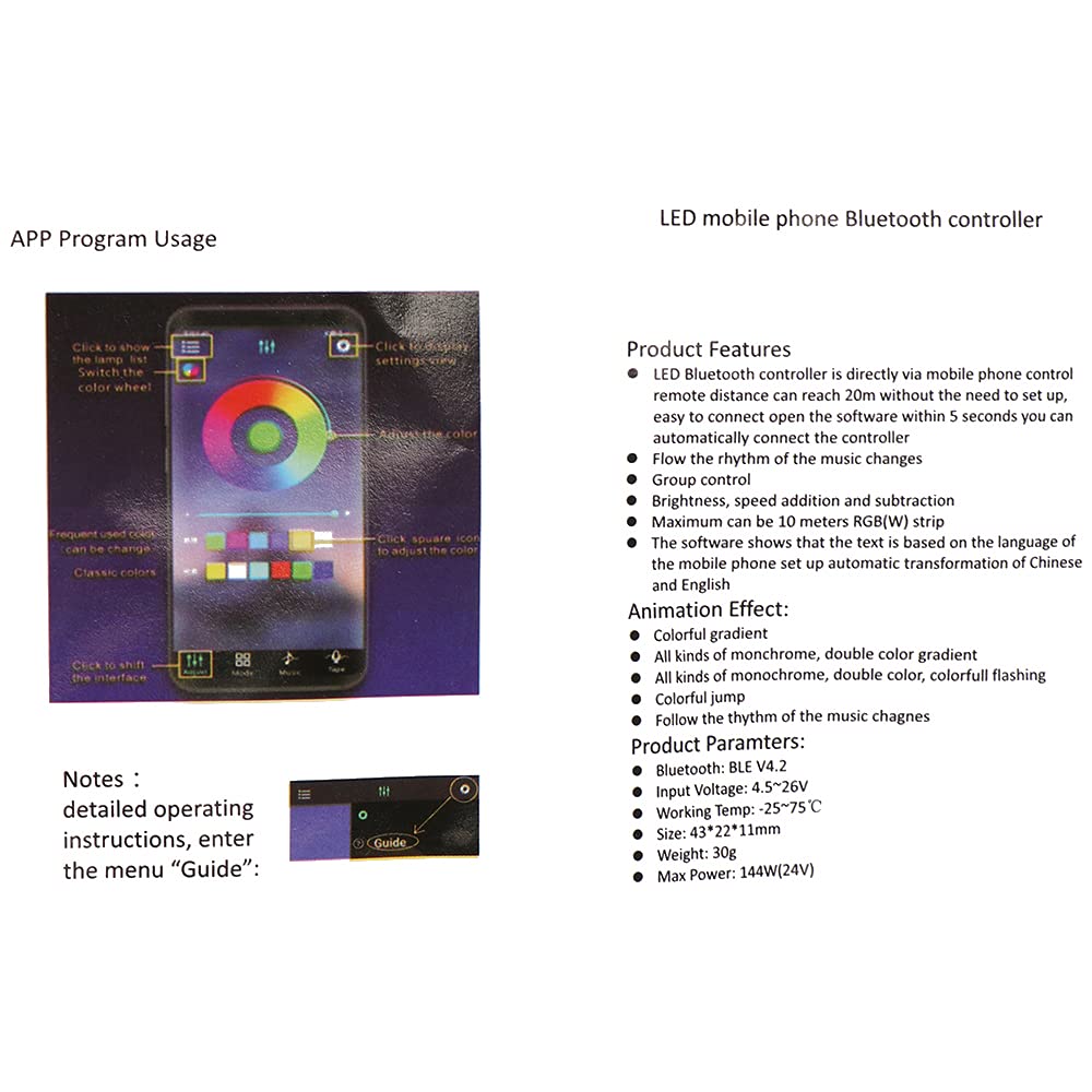 Topxcdz Mini Rgb Bluetooth Controller Dc 5V 12V 24V Music Bt Smart App Controller Light Strip Control For Rgb Led Strip (Mini Dc