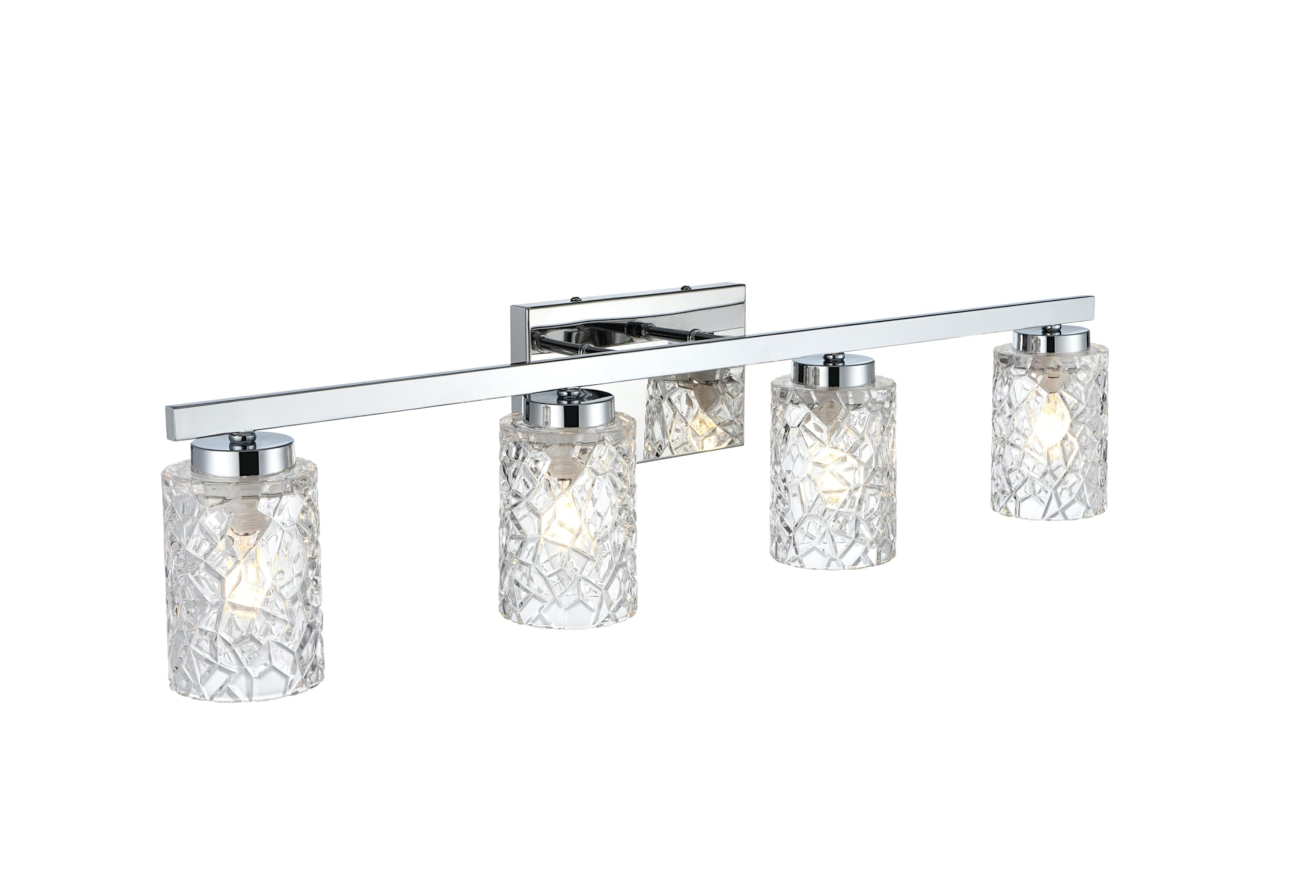 Living District Cassie 4-Light Metal Bath Sconce in Satin Nickel and Clear