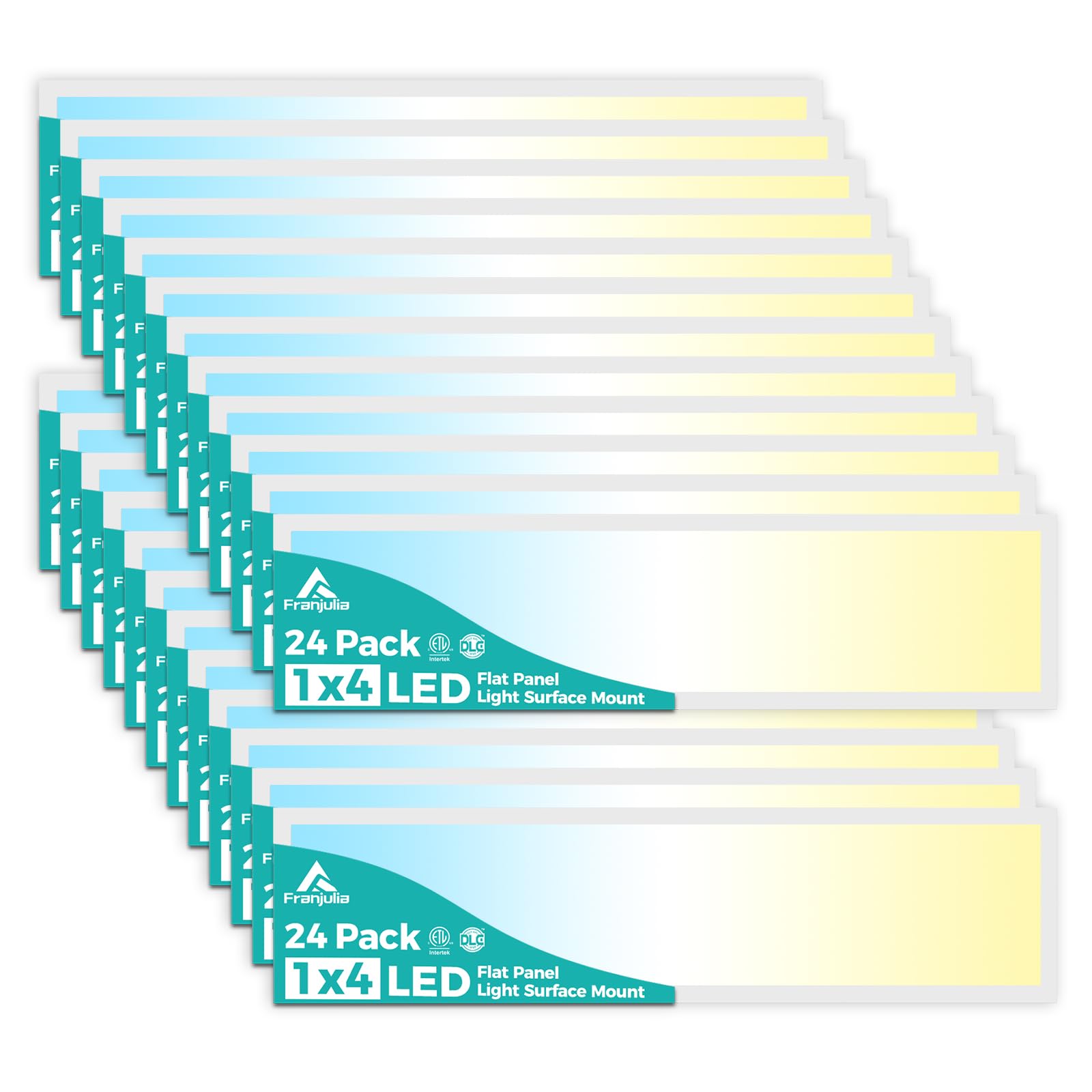 Franjulia 24 Pack 1X4 Led Flat Panel Light Surface Mount, 50W 5500Lm Led Ceiling Light, Triac Dimmable, Selectable 3000K/4000K/5