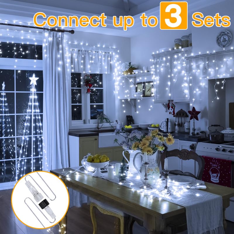 Ollny Icicle Lights 396Led, Cool White, Waterproof, Remote Control, 32Ft, Model Hg-29V397Bc, Perfect For Indoor/Outdoor Holiday Decor