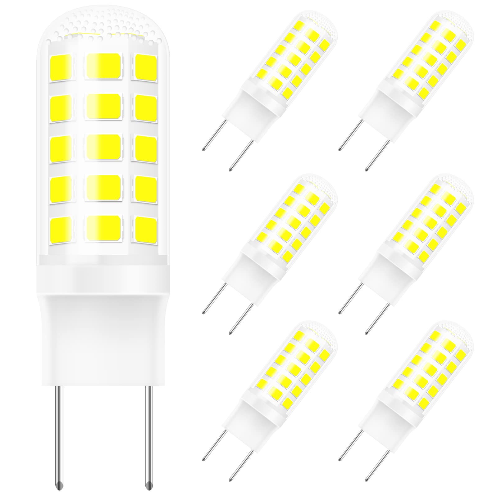 Gaormii G8 Led Bulb Dimmable 4W, 30-35W T4 Halogens Equivalent, Daylight White 6000K, 120V Bi-Pin G8 Bulb For Puck Light, Under 