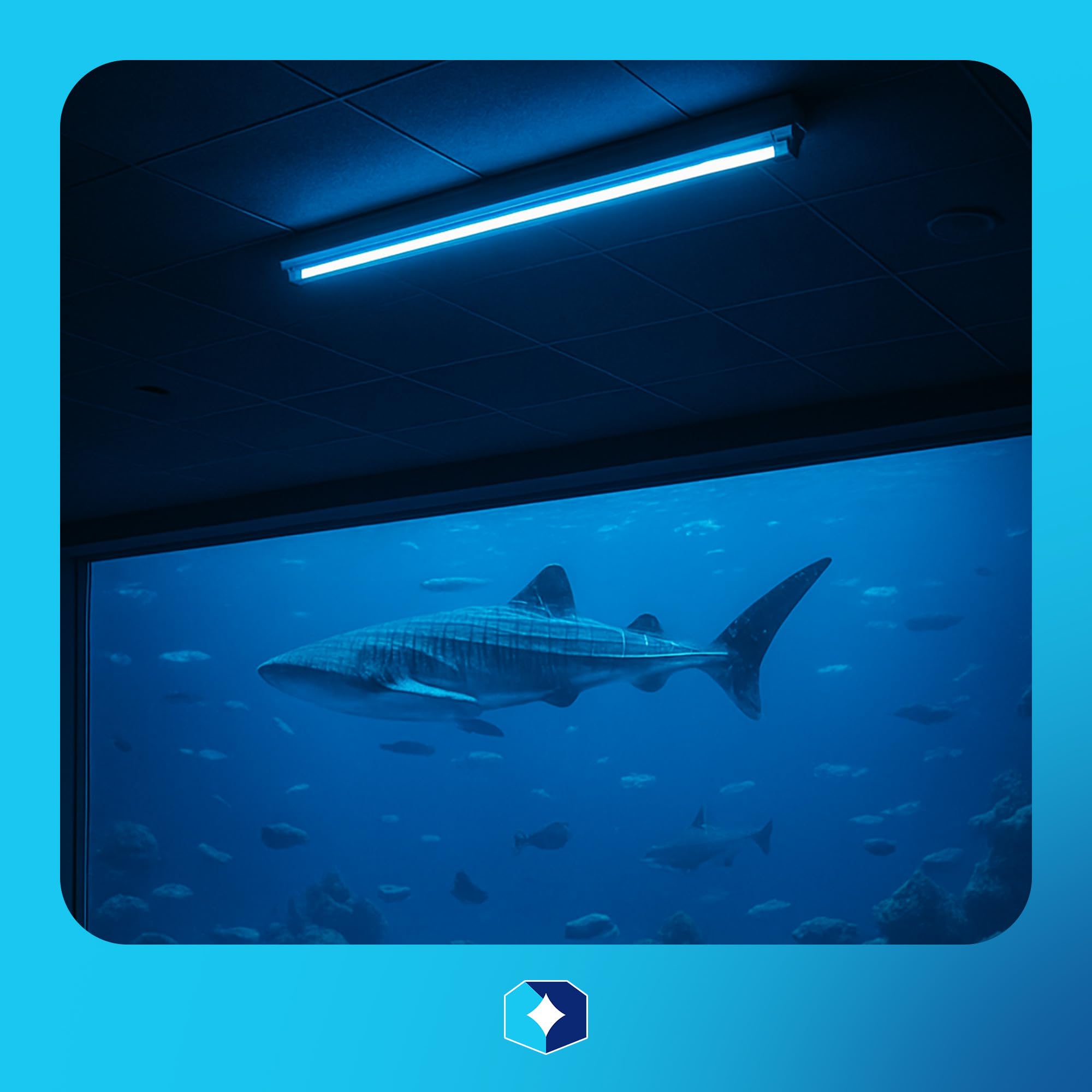 Kastlite T8 Led/Fluorescent Light Tube Guard With End Caps - 46-3/8 Lamp Diffuser Covers & Safety Sleeves  Ocean Blue Colored Protective Plastic Bulb Covering & Overhead Lighting Accessory  Pack/12