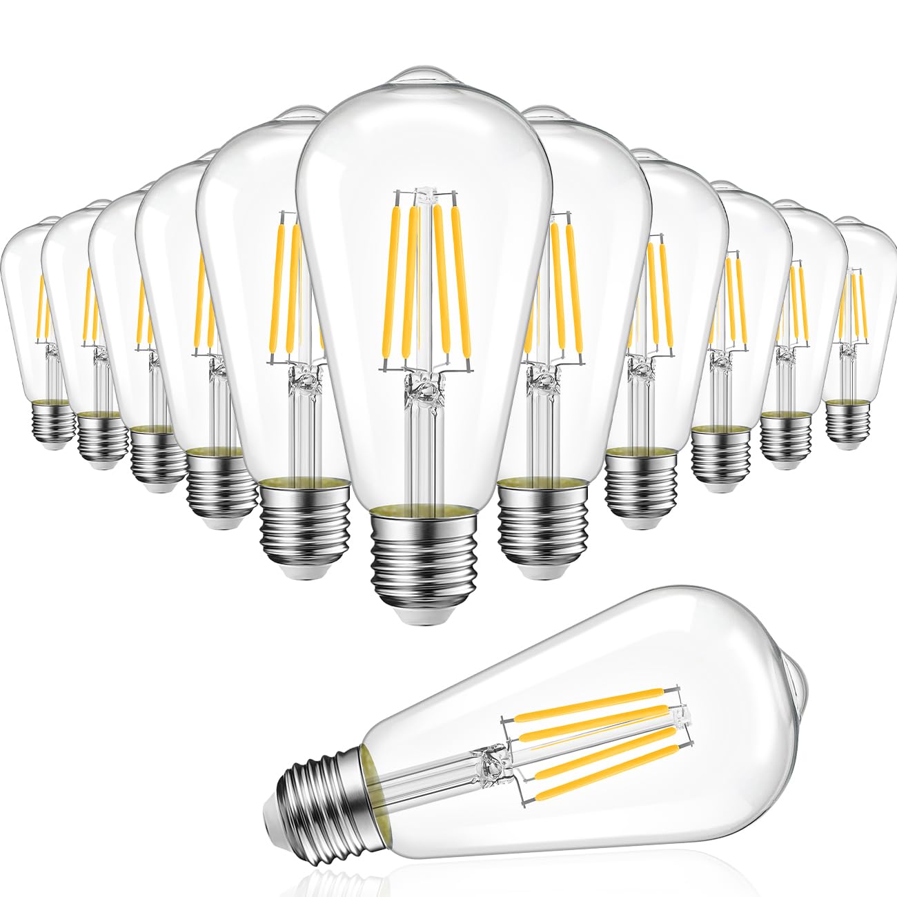 Lvwit St21 Led Filament Bulb 5W (40 Watt Equivalent) Dimmable 2700K Warm White Vintage Edison Light Bulbs E26 Medium Base 12 Pac