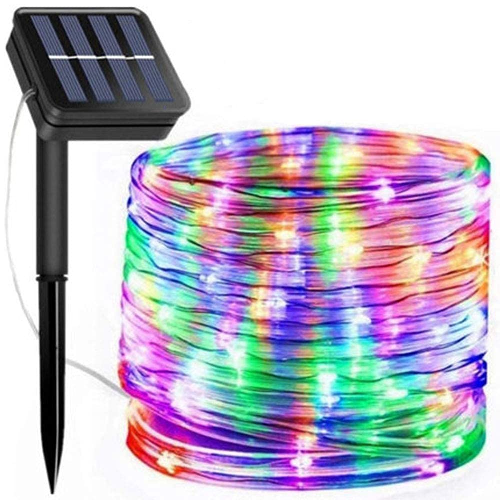 KUshopfast Solar Rope Lights, 66ft, 200 LED, 8 Modes, Waterproof, Multicolor, Model FTY0038, Outdoor Indoor Decoration