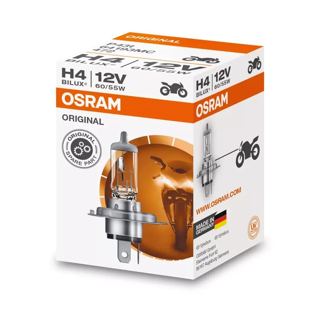 OSRAM H4 Basic Halogen Bulb High Performance 31423 Folding Box Orange